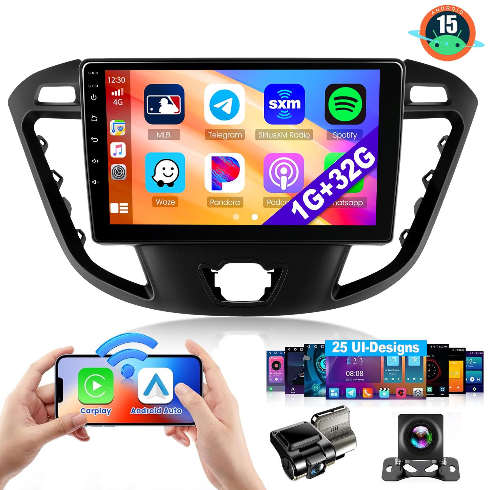 ESSGOO 64G DAB+ Für Ford Transit Custom 2012-2023 Carplay Android15 GPS NAVI Autoradio (DAB+ (optional), RDS, FM, 2+64GB(optional), Carplay Android Auto Bluetooth EQ USB GPS Navi WIFI Touchscreen)