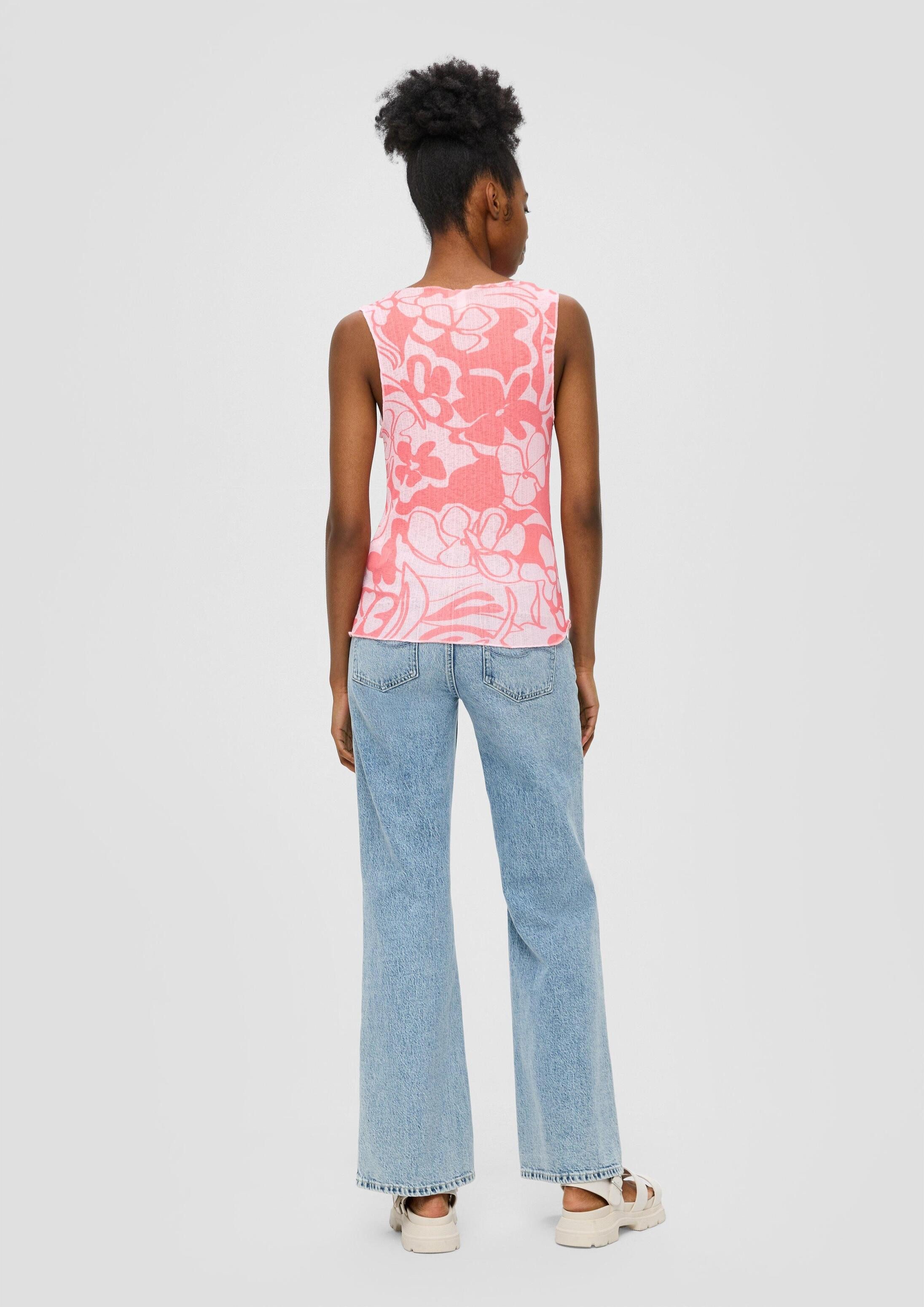 QS Muskelshirt T-Shirt Semitransparentes Top aus Mesh