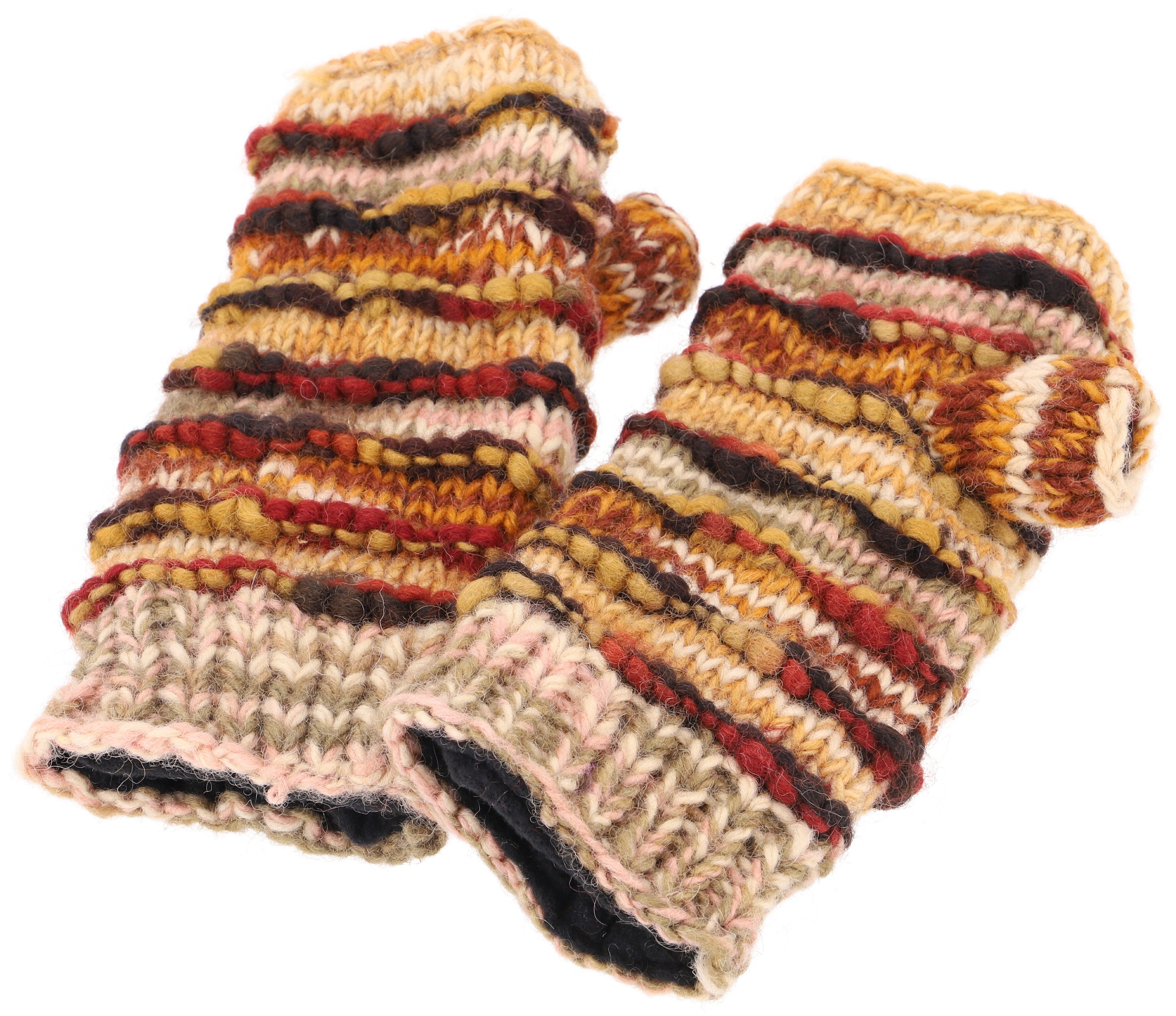 Guru-Shop Strickhandschuhe Handstulpen, gestrickte Wollstulpen aus Nepal -. günstig online kaufen