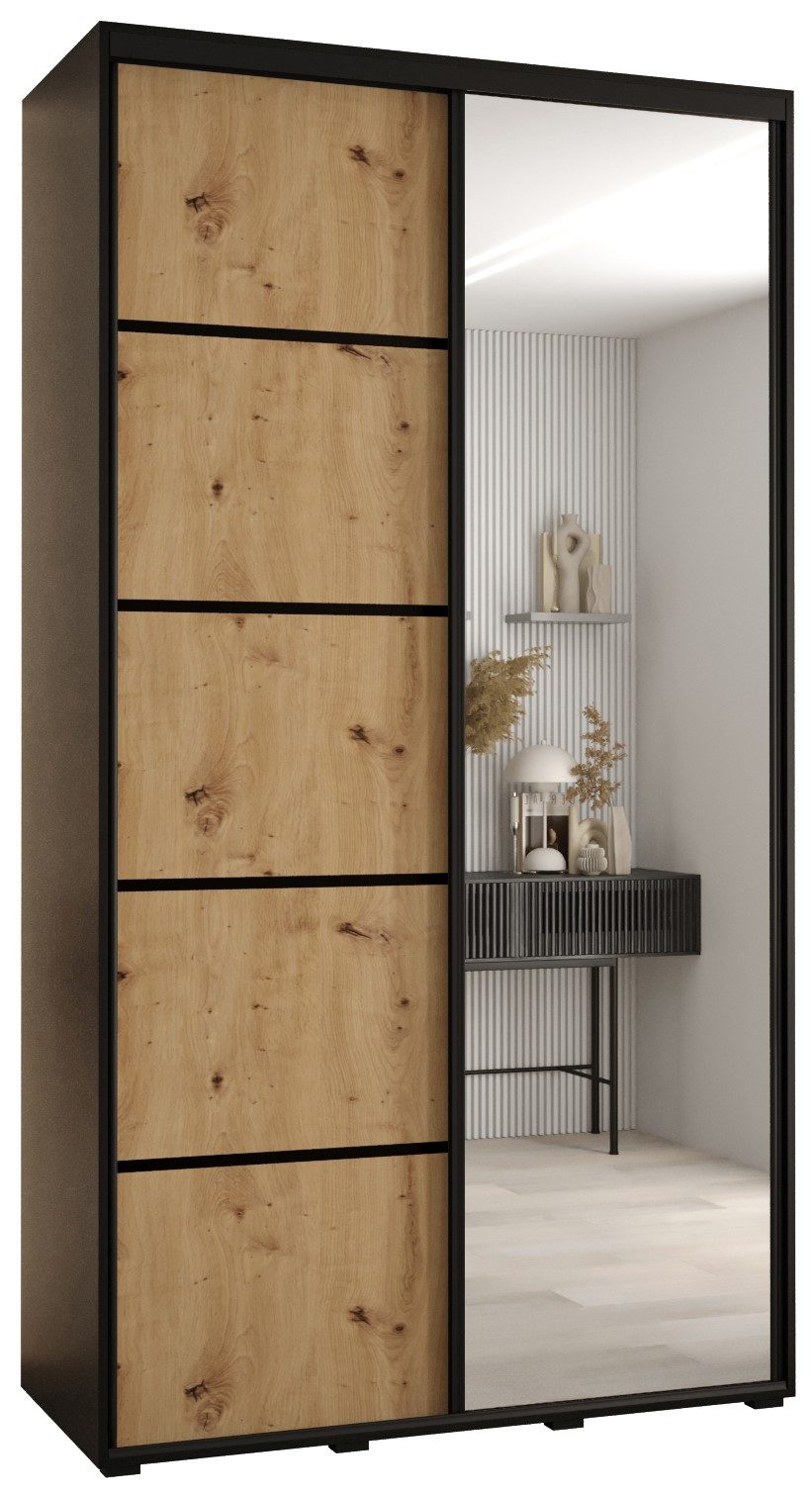 ABIKS MÖBEL Schwebetürenschrank Davos 5 Schlafzimmerschrank mit Spiegel, Kleiderstange und Regalen
