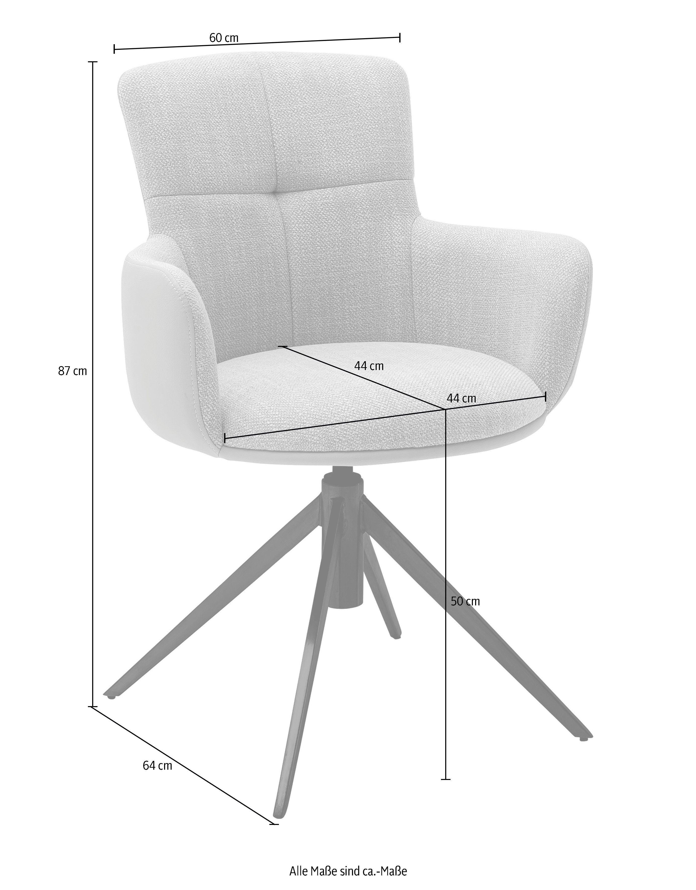 MCA furniture Esszimmerstuhl Metall Schwarz Grau Grau Set drehbar Nivellierung, lackiert | bis Stuhl kg matt 2er Materialmix, (Set, Mecana 2 St), | 360° mit 120