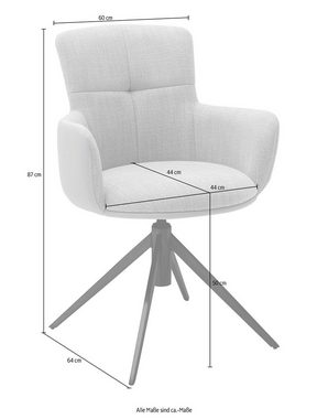 MCA furniture Esszimmerstuhl Mecana (Set, 2 St), 2er Set Materialmix, Stuhl 360° drehbar mit Nivellierung, bis 120 kg