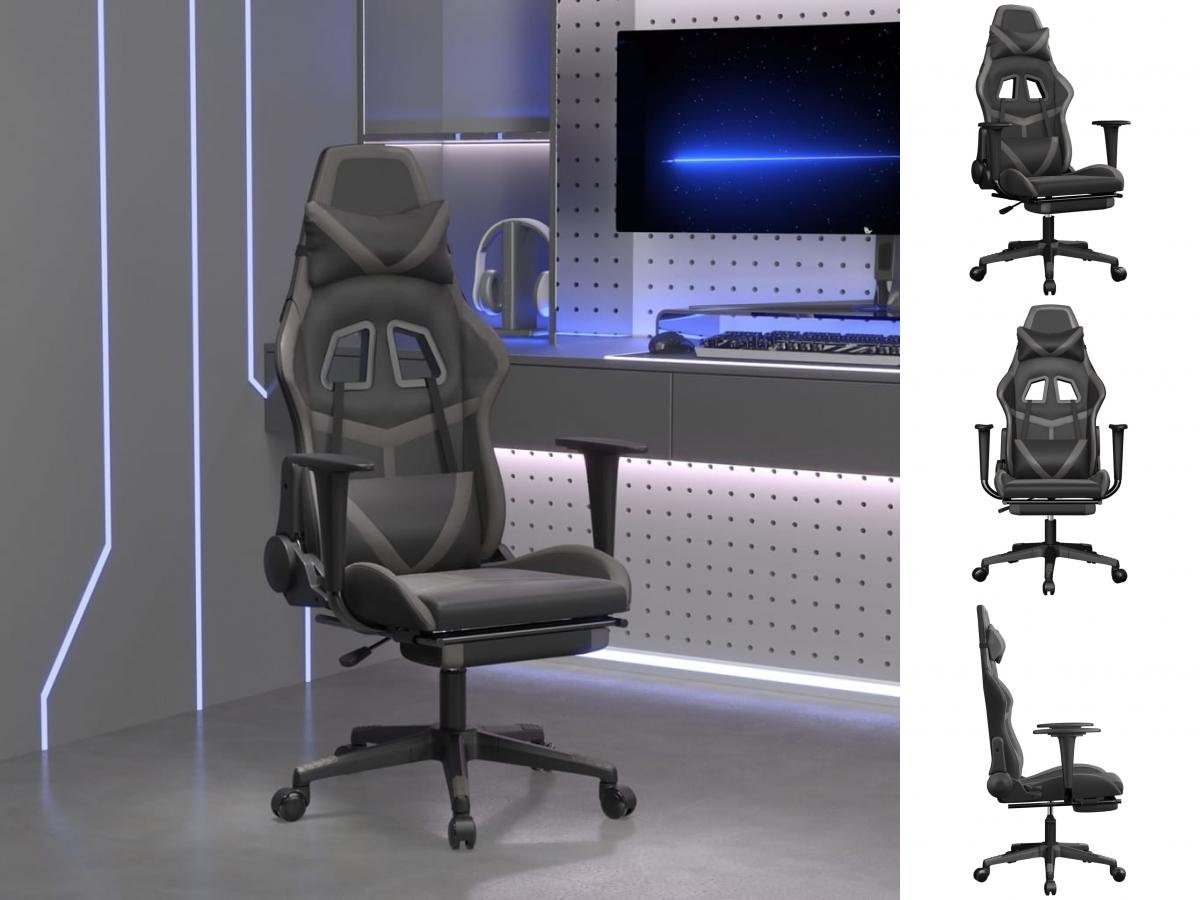vidaXL Bürostuhl Gaming-Stuhl mit Fußstütze Schwarz und Grau Kunstleder Schwarz und Grau | Schwarz und Grau