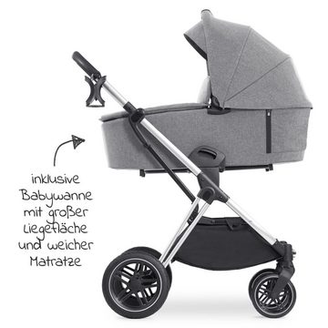 Hauck Kombi-Kinderwagen Vision X Trio Set - Melange Grey, 3in1 Kinderwagen Set mit Babyschale, Babywanne, Sportsitz & Zubehör