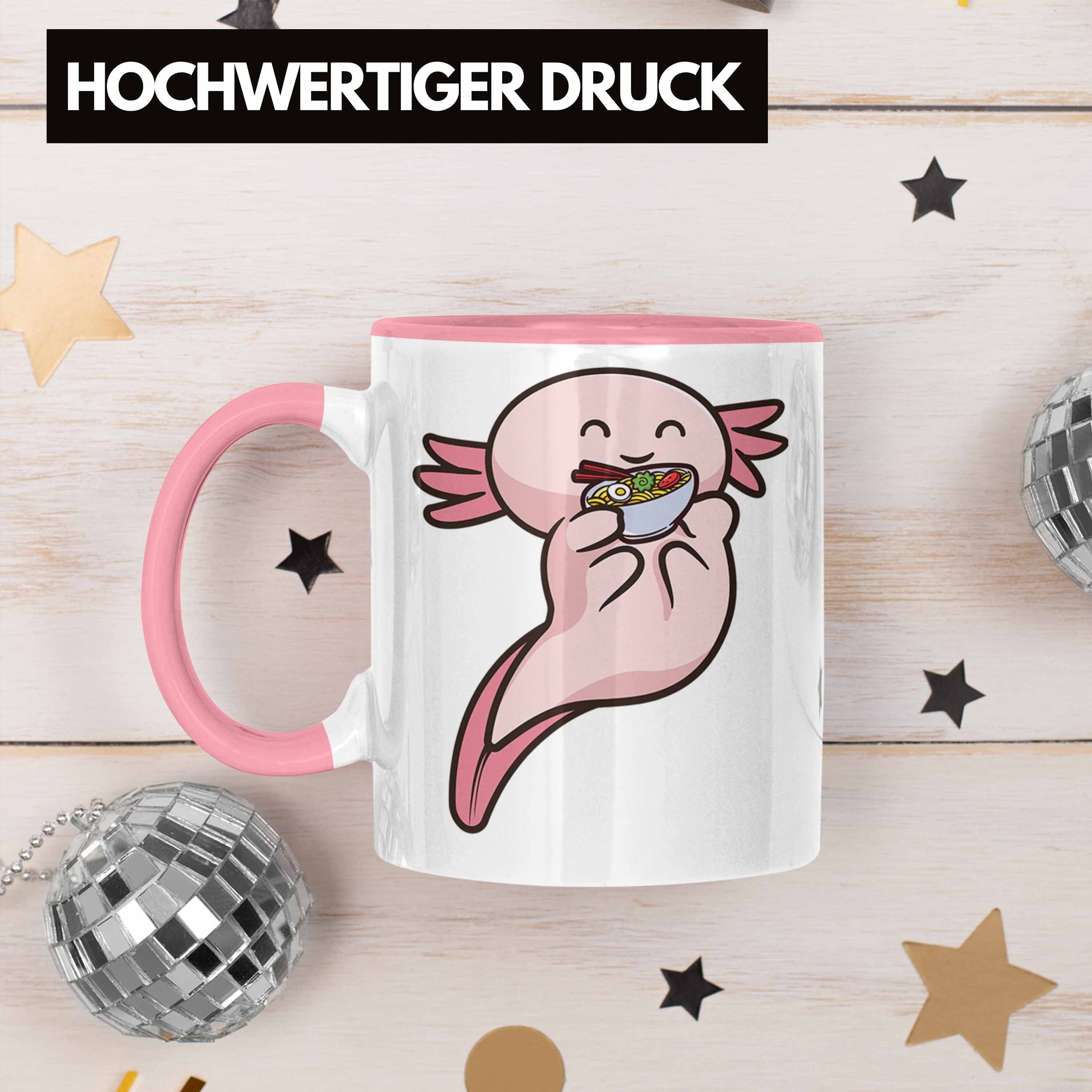 Geschenkidee Schwanzlurch Trendation Ramen - Tasse Axolotl Rosa Geschenk Tiere Tasse Grafik Trendation Lustig