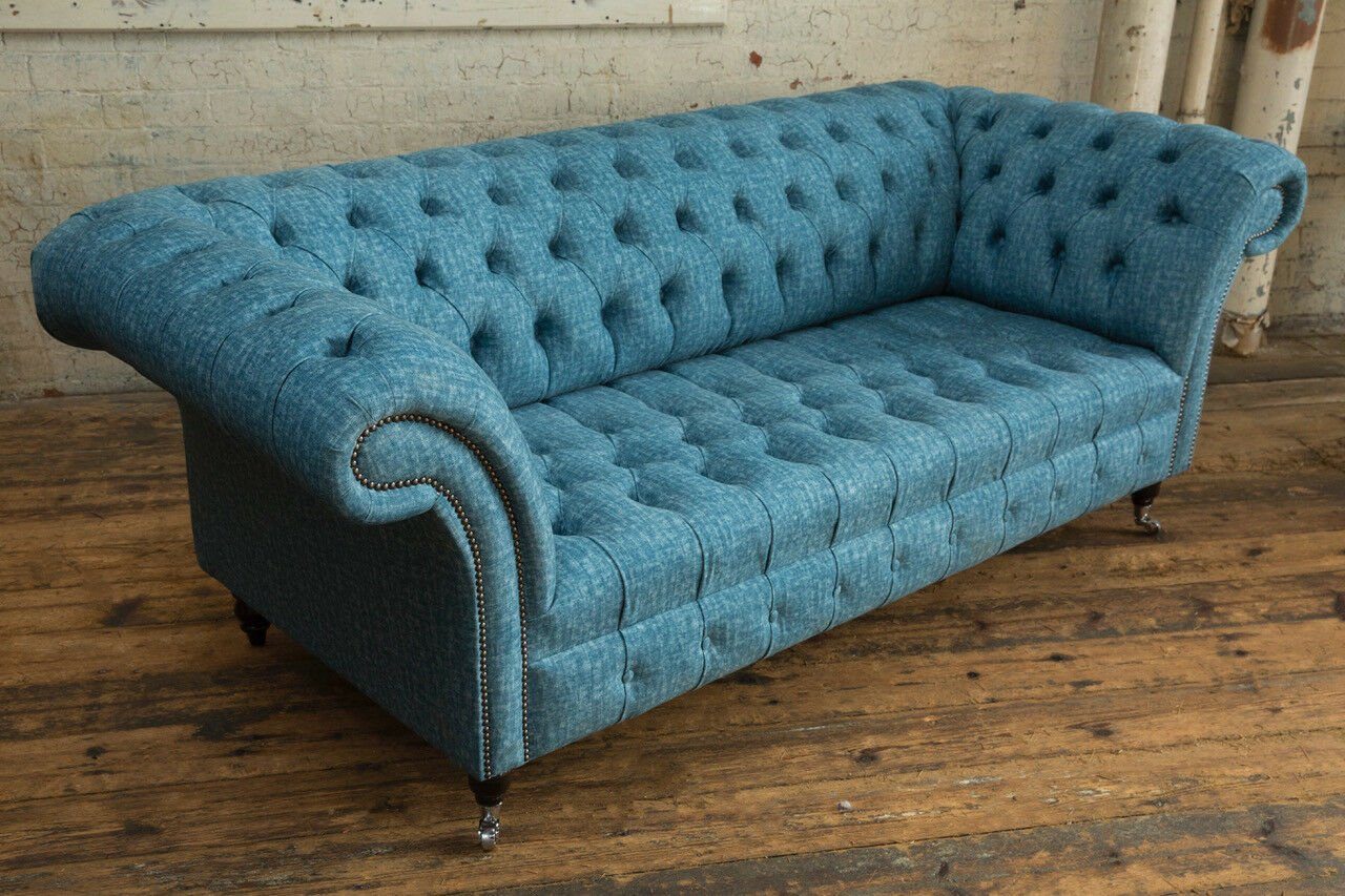 JVmoebel Chesterfield-Sofa, Chesterfield 3 Sitzer Design Die cm, Couch Sofa Knöpfen. mit 225 Rückenlehne