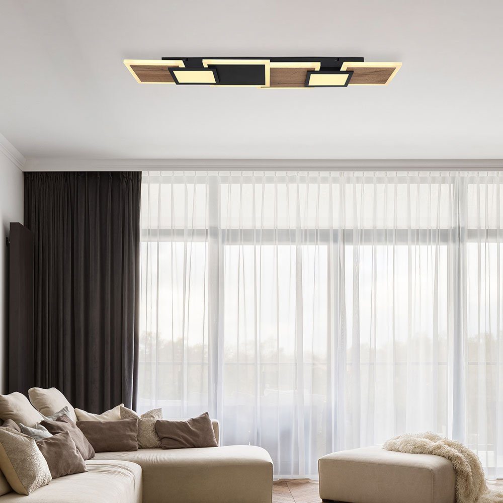 Modern LED verbaut, Warmweiß, LED-Leuchtmittel etc-shop fest Deckenleuchte, Deckenleuchte Deckenlampe Decke Wohnzimmerleuchte LED Holzoptik