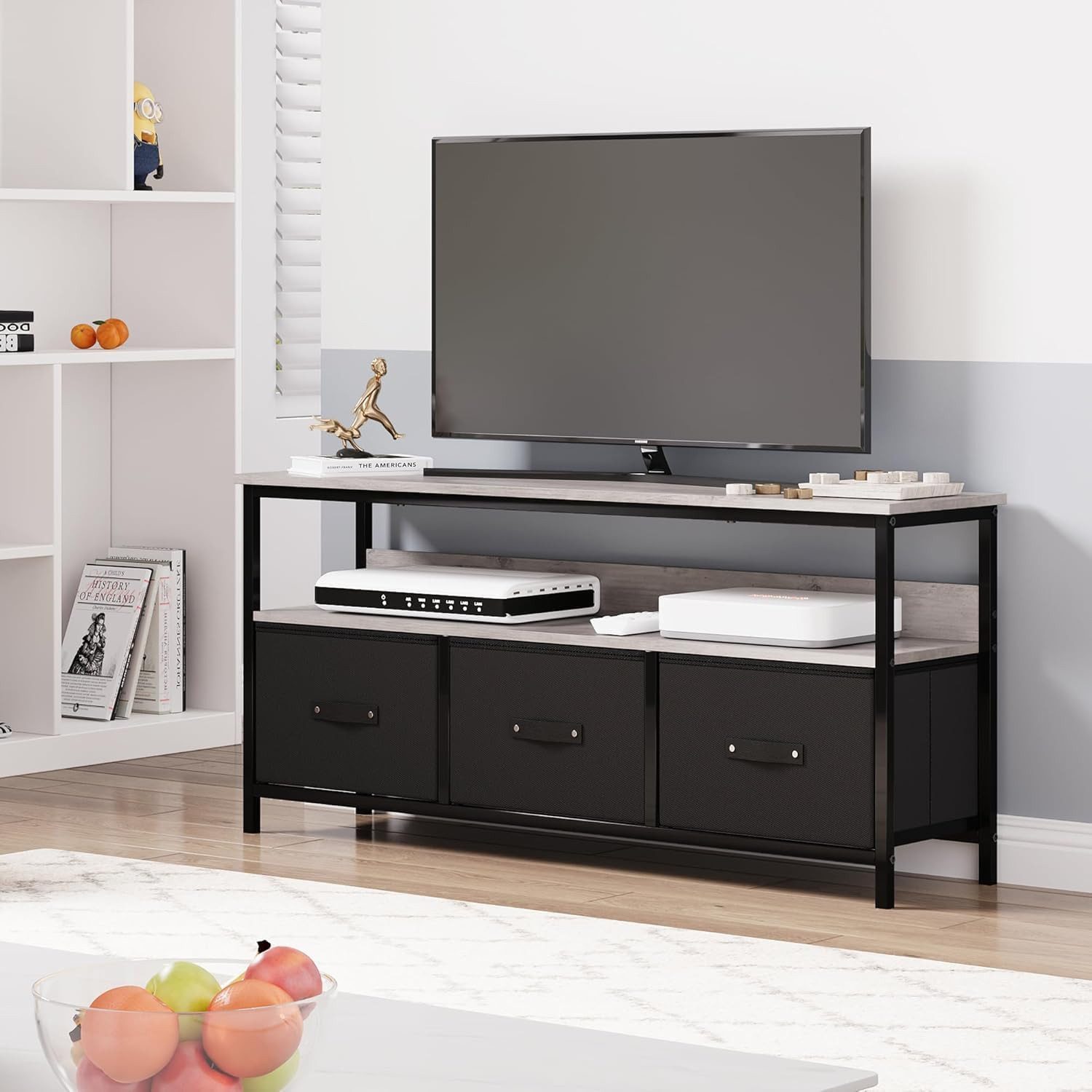 GarveeMore TV-Schrank Lowboard Fernsehtisch Fernsehschrank für Fernseher bis zu 55 ''