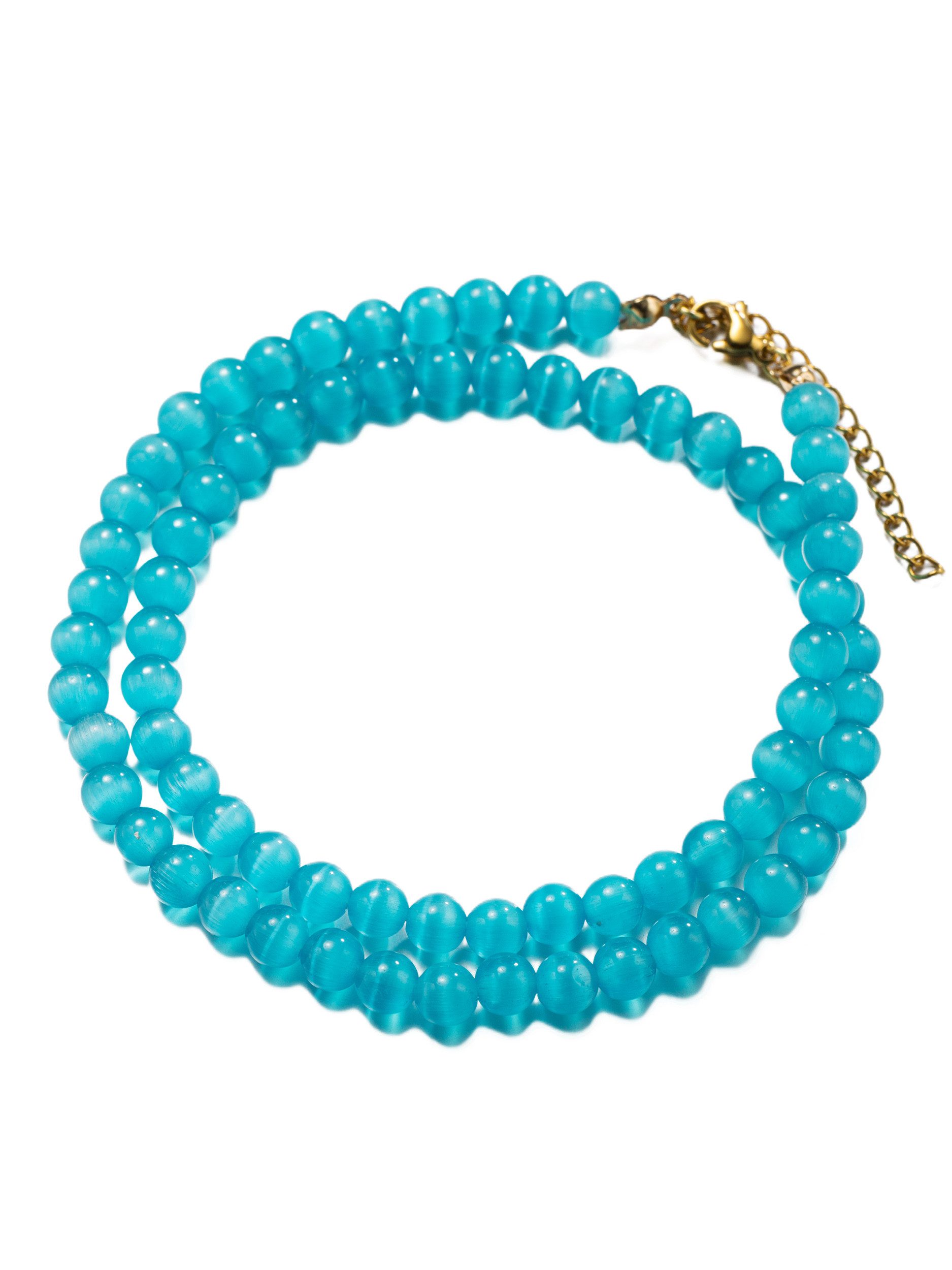 Aniston JEWELRY & WATCHES Collier Schmuck Geschenk Edelstahl Halsschmuck Halskette Edelstein Kugeln, Made in Germany - mit Cat´s Eye