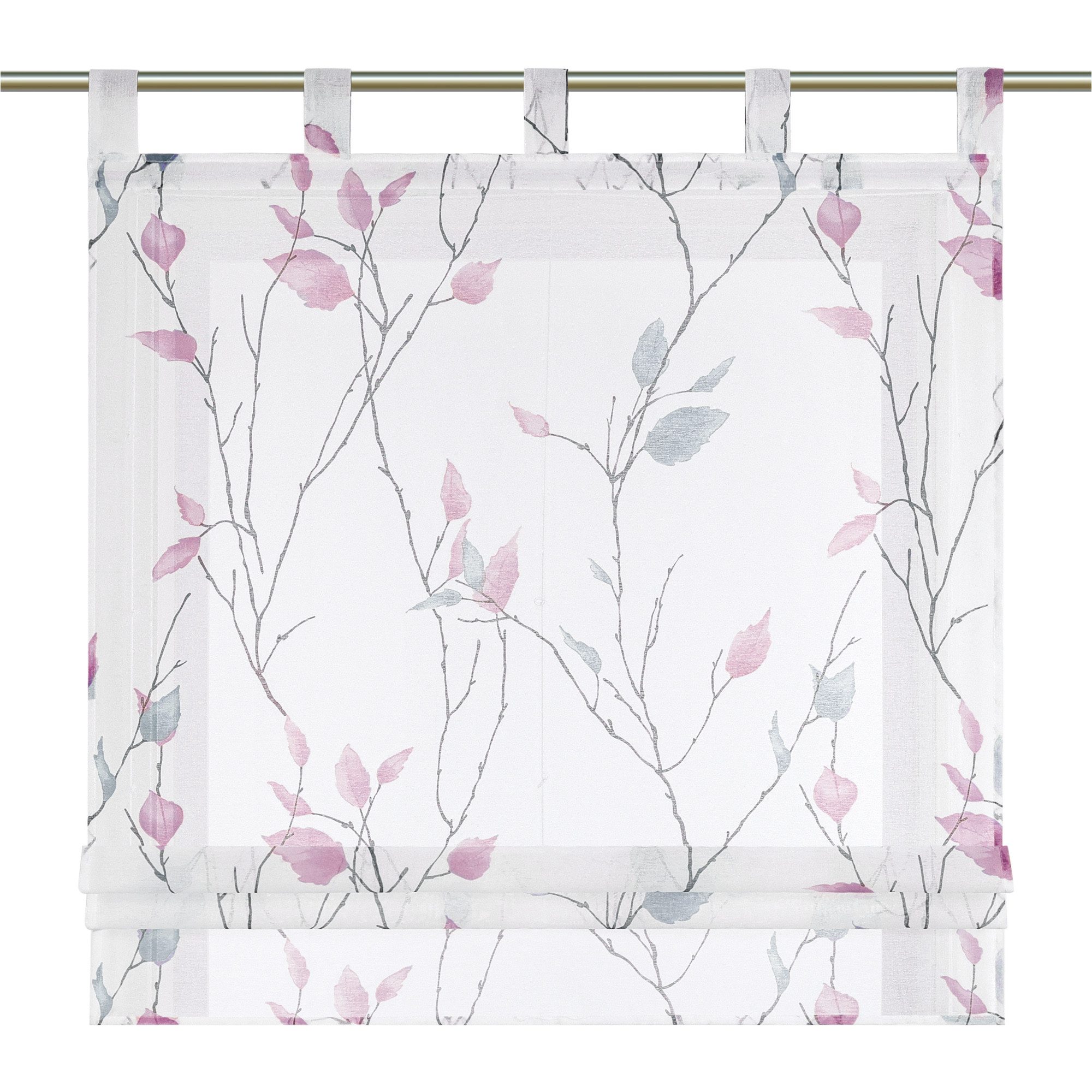 Joyswahl Raffrollo, mit Schlaufen, ohne bohren, mit Zweig und Blattmotiven günstig online kaufen