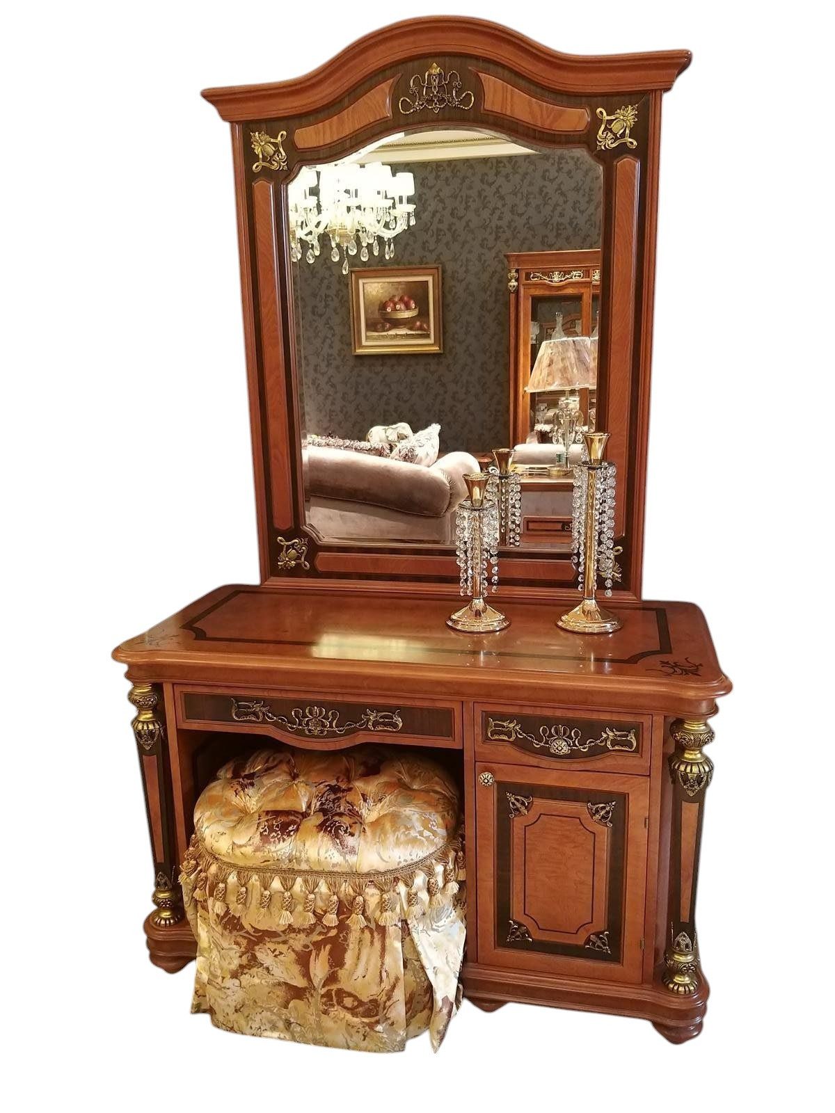 JVmoebel Schlafzimmer-Set Luxus Barock Rokoko Schminktisch mit Spiegel und Deko Konsolen, Made in Europa
