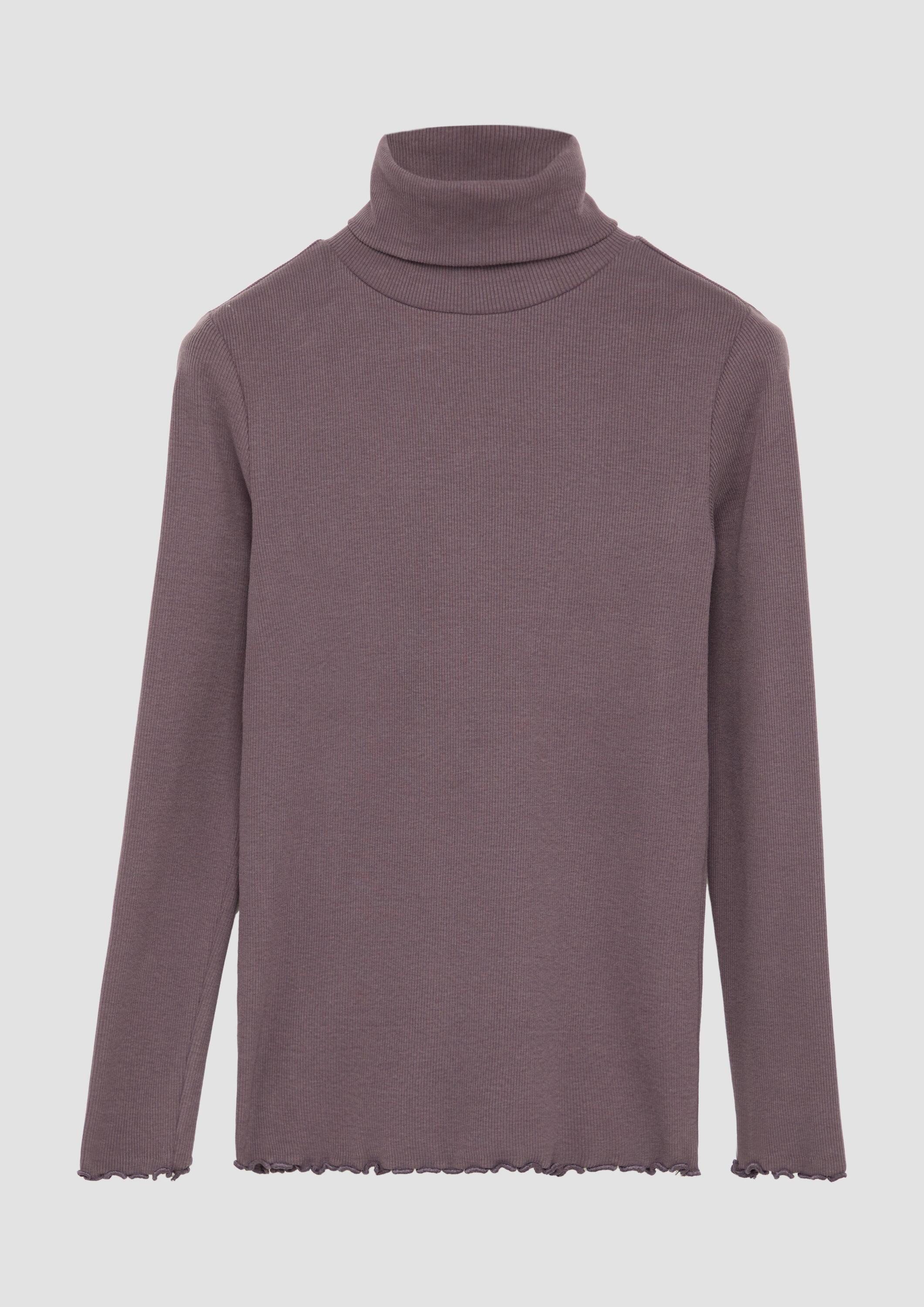 s.Oliver Langarmshirt T-Shirt Gerippter Rollkragen-Shirt mit Rollsaum