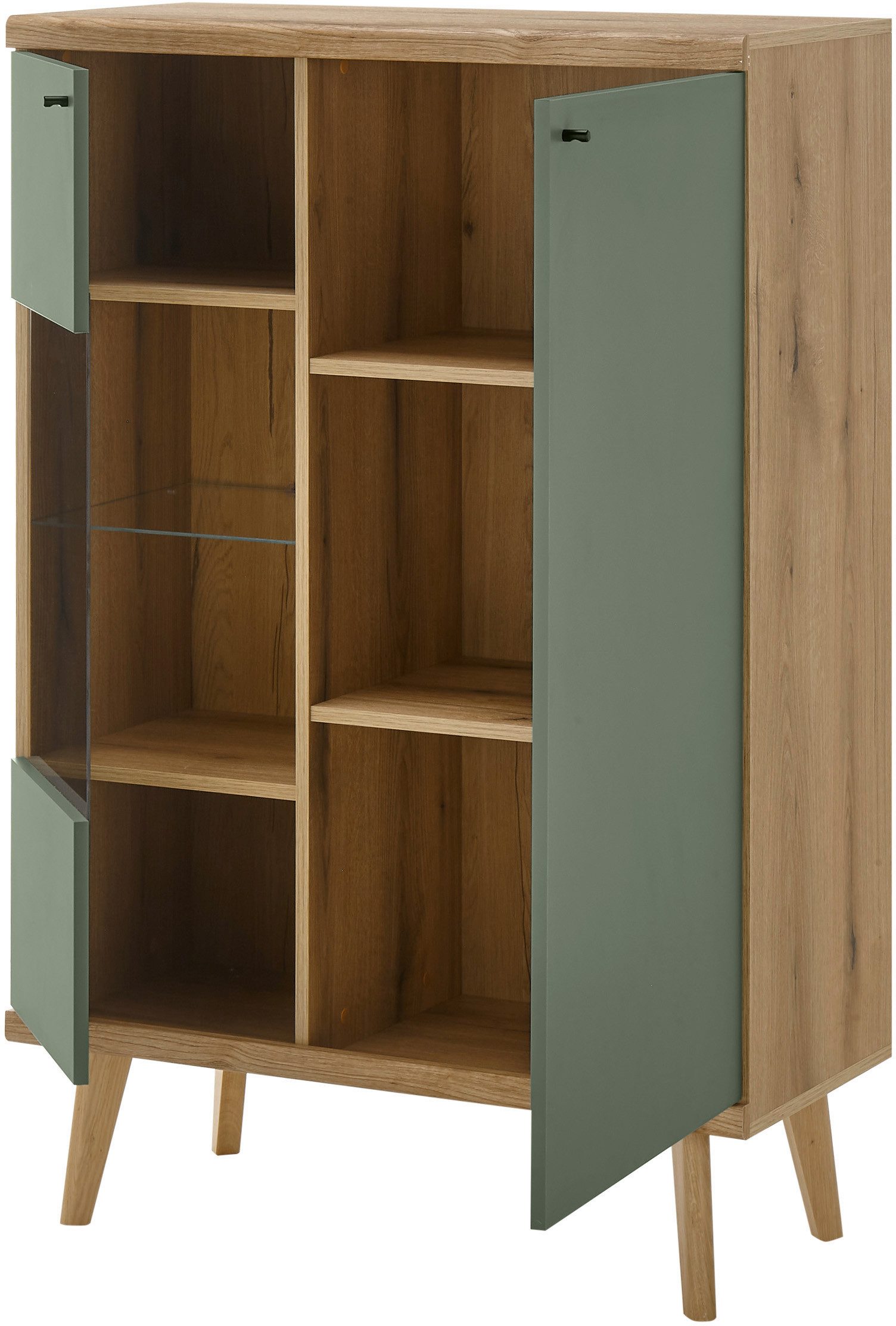 Home affaire Vitrine MAVAS in moderner Trendfarbe, Giffe aus Metall (Schwarz), Höhe 134 cm