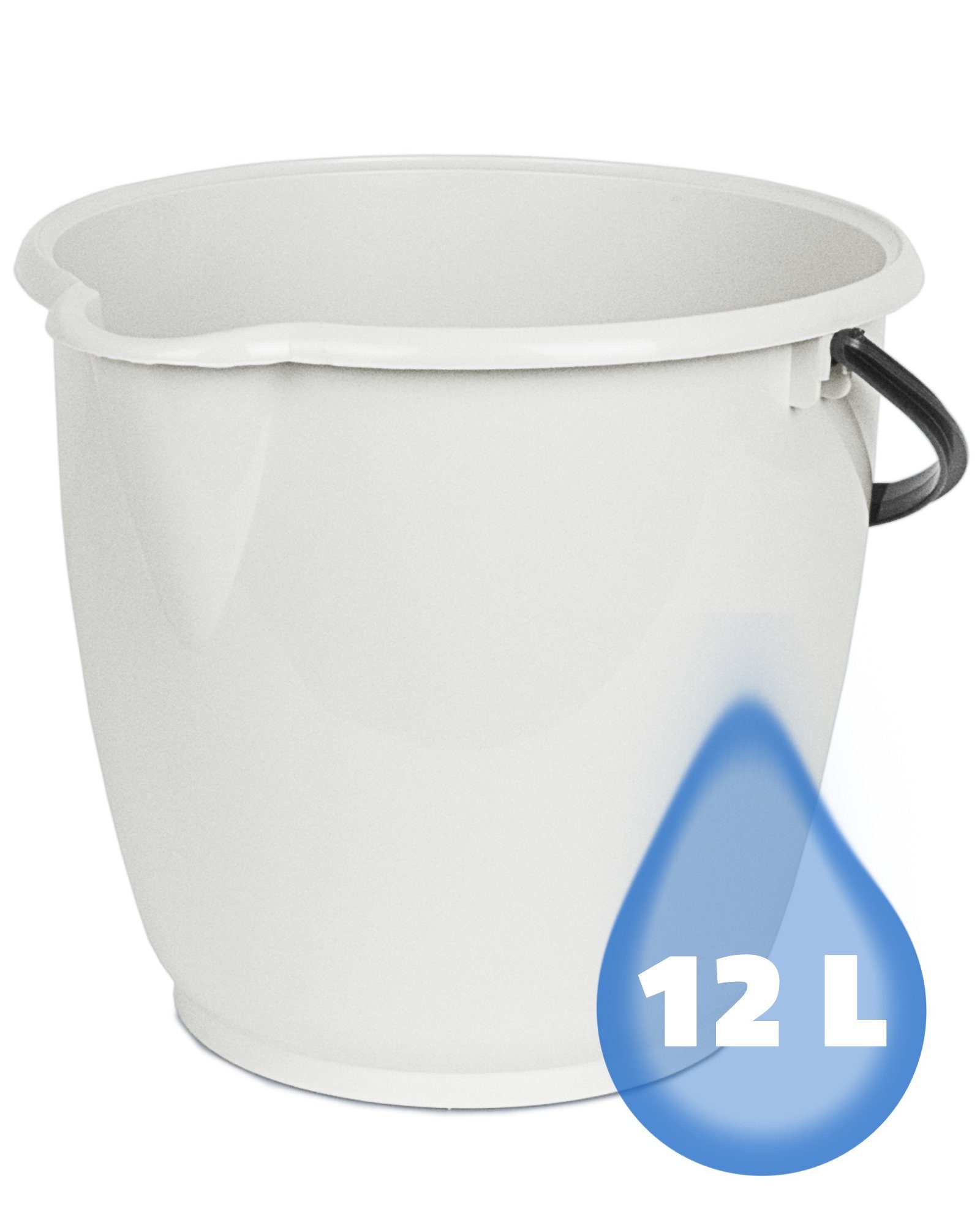 ONDIS24 Putzeimer Plastikeimer Haushaltseimer mit Kunststoffbügel, Ausguss & Füllstandsanzeige grau 12 Liter