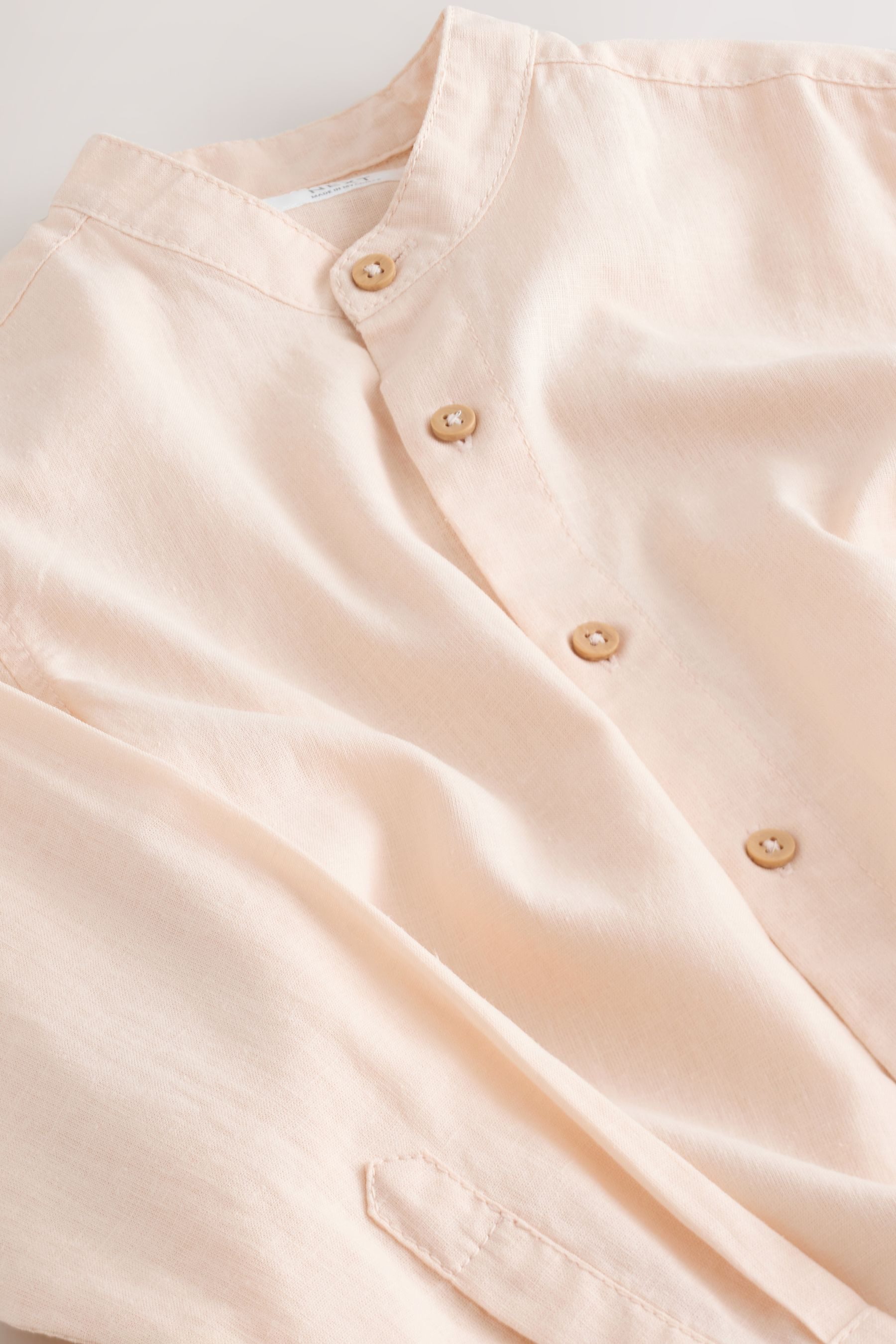 Next Langarmhemd Langärmeliges Hemd mit Grandadkragen (1-tlg)