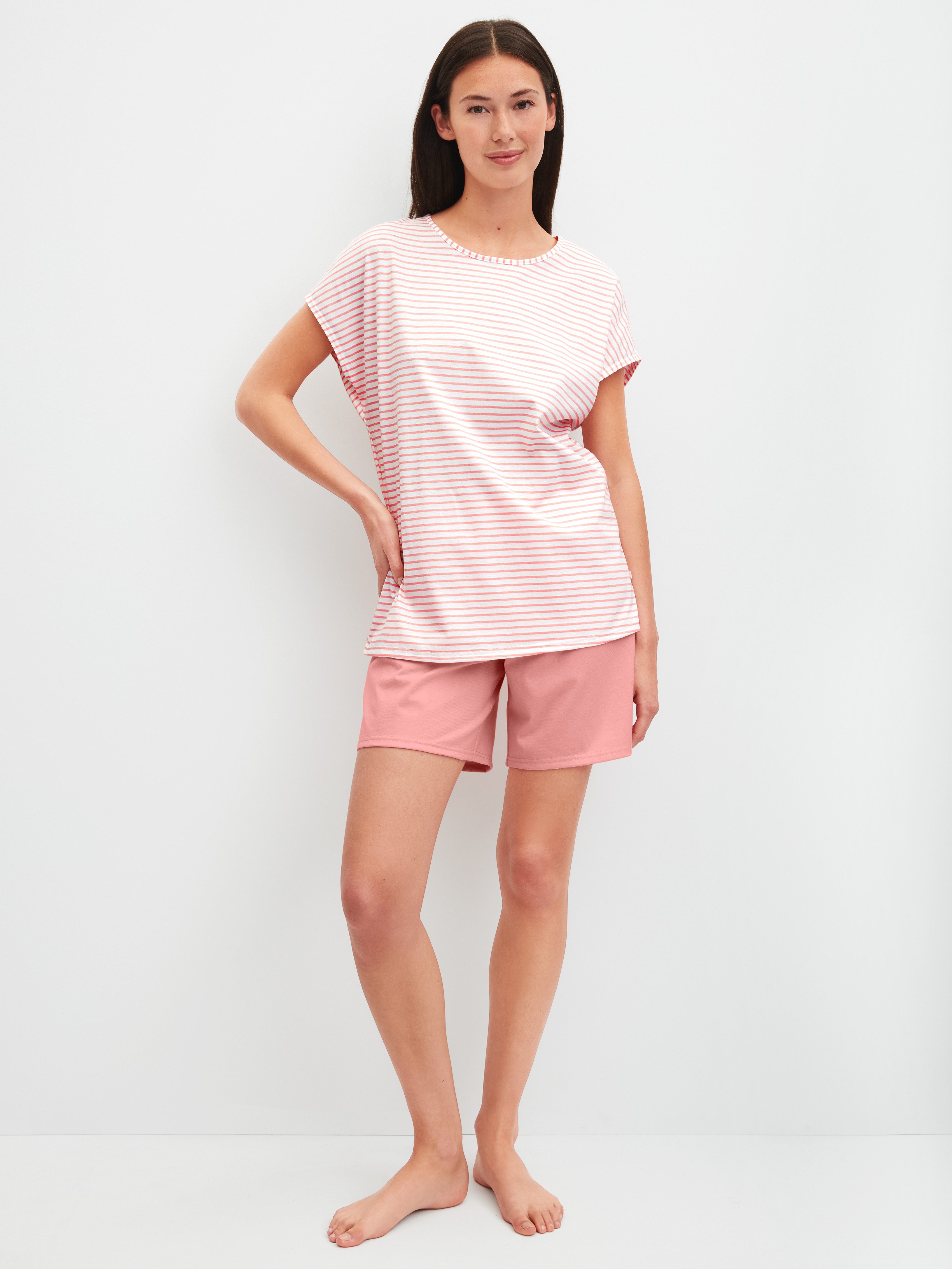 CALIDA Shorty Lovely Nights (2 tlg) Rundhalsausschnitt, Baumwolle, kurzärmelig