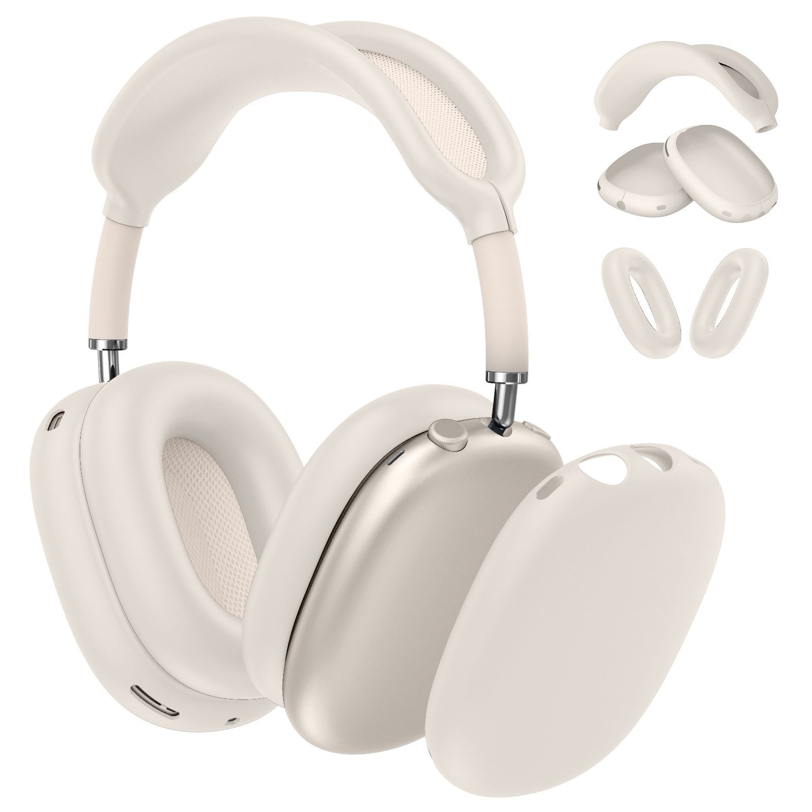 Fintie Kopfhörer-Schutzhülle 3-in-1 Silikonhülle für AirPods Max 2(2026) & AirPods Max 1(2020/2024), Weiche Kratzfeste Hüllen für Ohrpolster, Ohrmuscheln und Kopfbügel