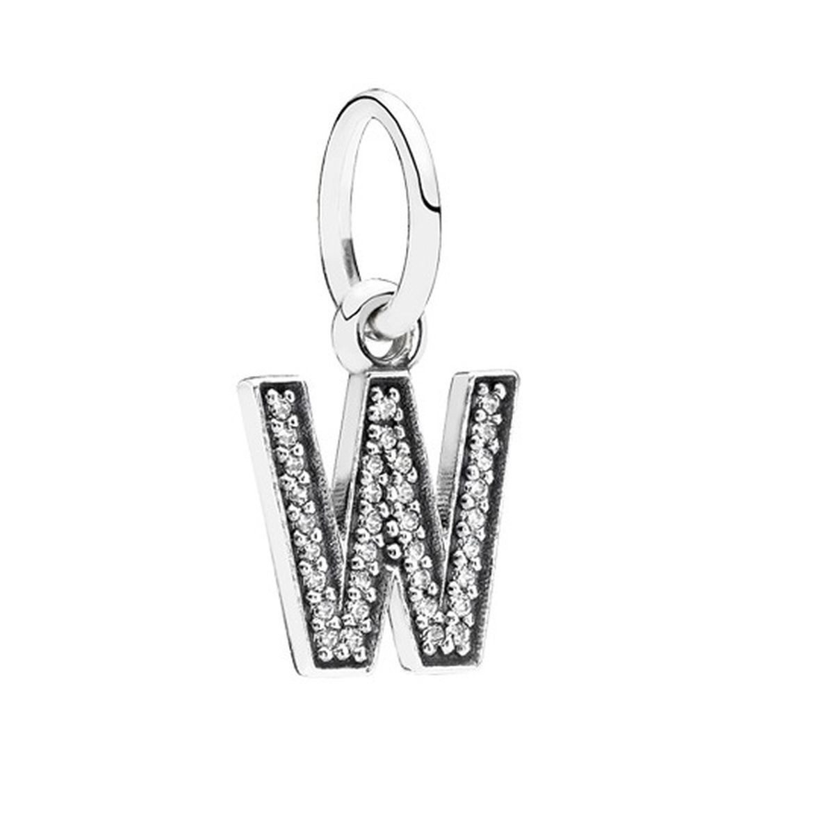 Pandora Charm-Einhänger Pandora Charm-Anhänger Buchstabe W mit Zirkonia Silber 791335CZ