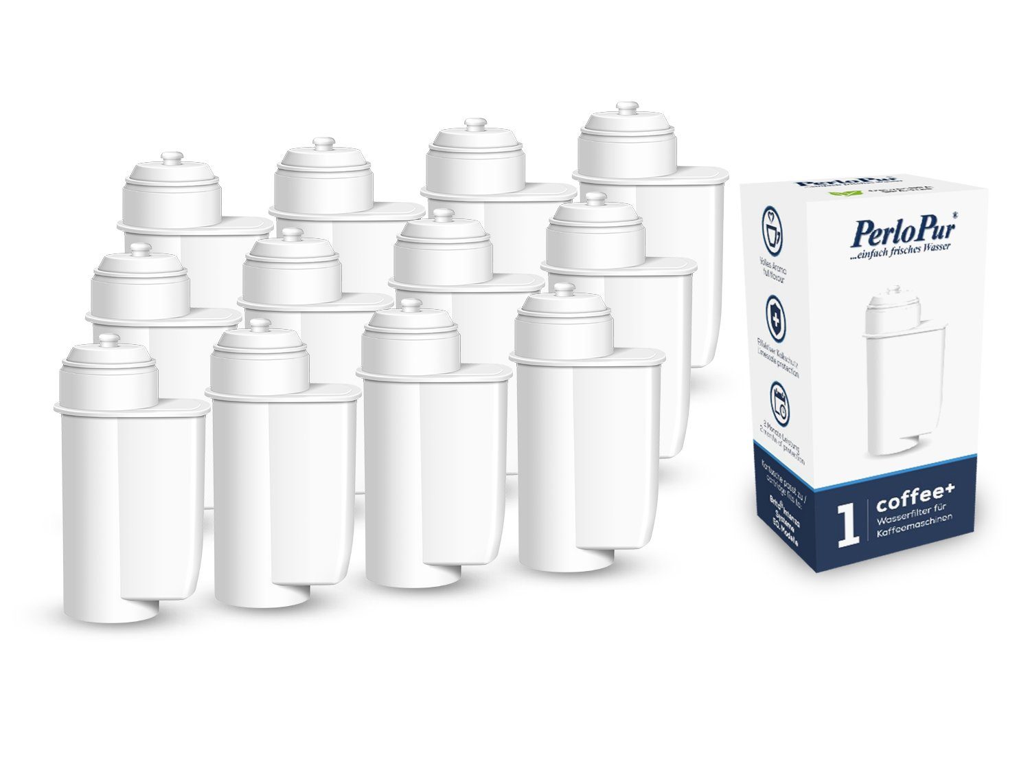 PerloPur Kalk- und Wasserfilter Coffee+ Pack 12 komp. mit Brita Intenza Filter Kaffeevollautomaten, Zubehör für Siemens EQ Series, TZ70003, Bosch TCZ7003, Brita Intenza Filter