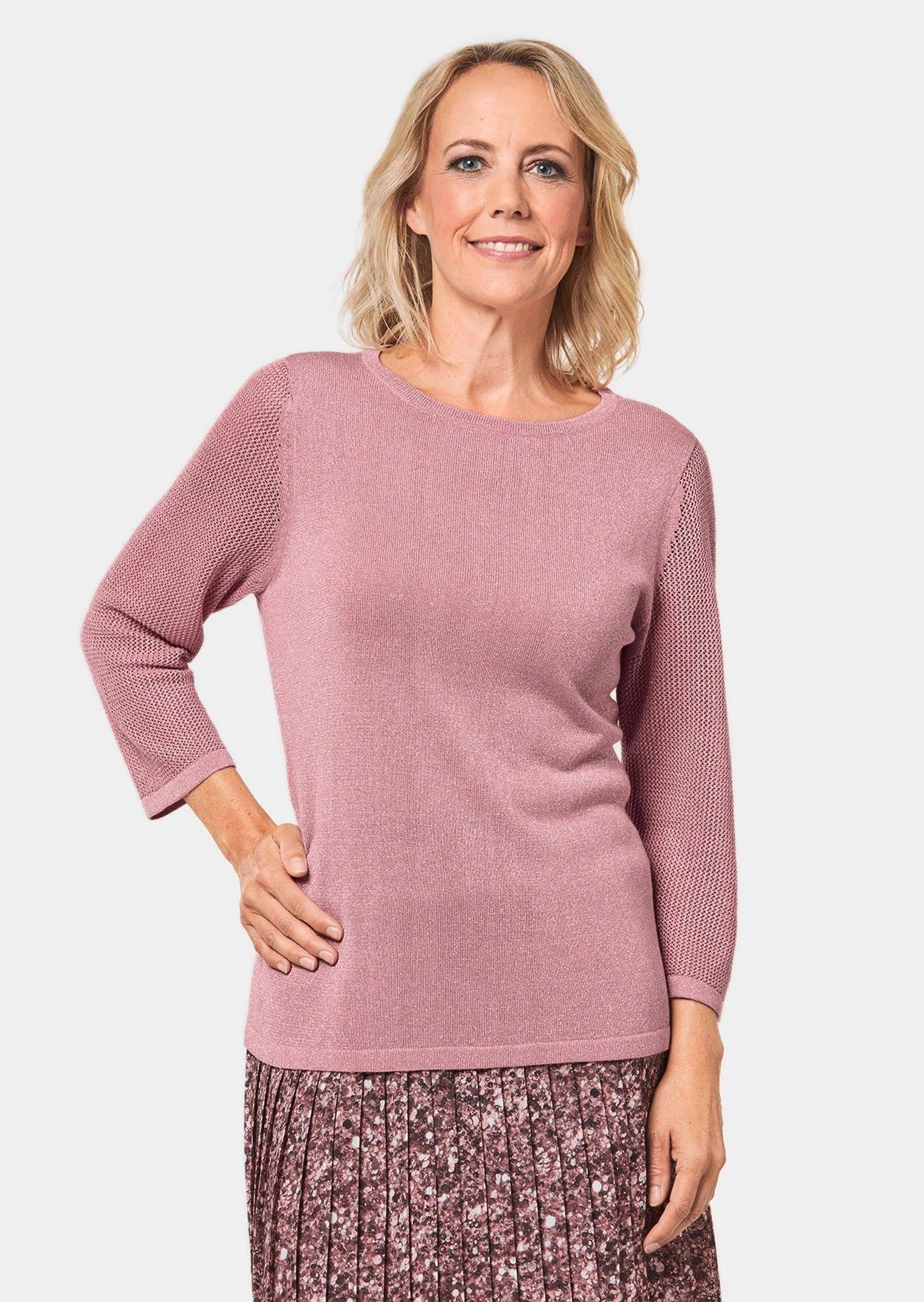 3/4 Arm-Pullover Kurzgröße: Pullover mit Glanzgarn