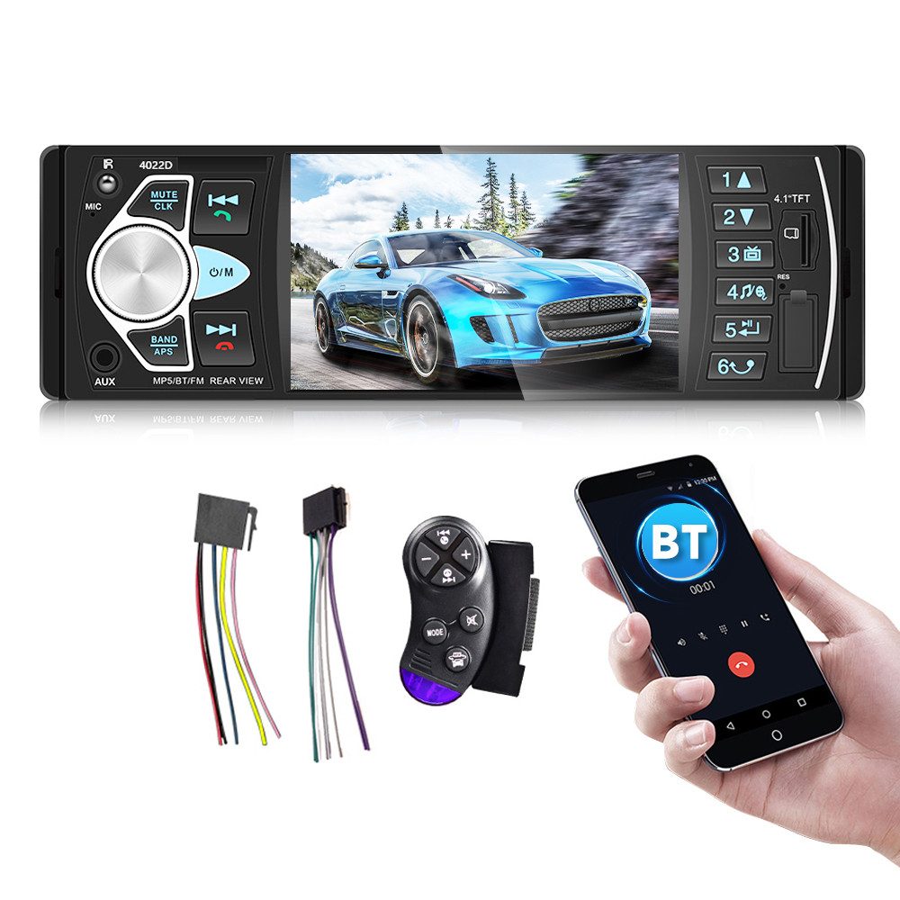 Hikity 4 Zoll 1Din Autoradio Auto MP5 Stereo BT BILDSCHIRM FM IR Kamera Autoradio (Mit Lenkradsteuerung)