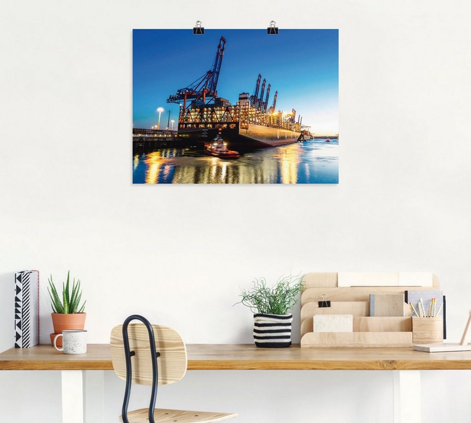 Artland Wandbild Hamburg Hafen, Deutschland (1 St), als Alubild,  Leinwandbild, Wandaufkleber oder Poster in versch. Größen