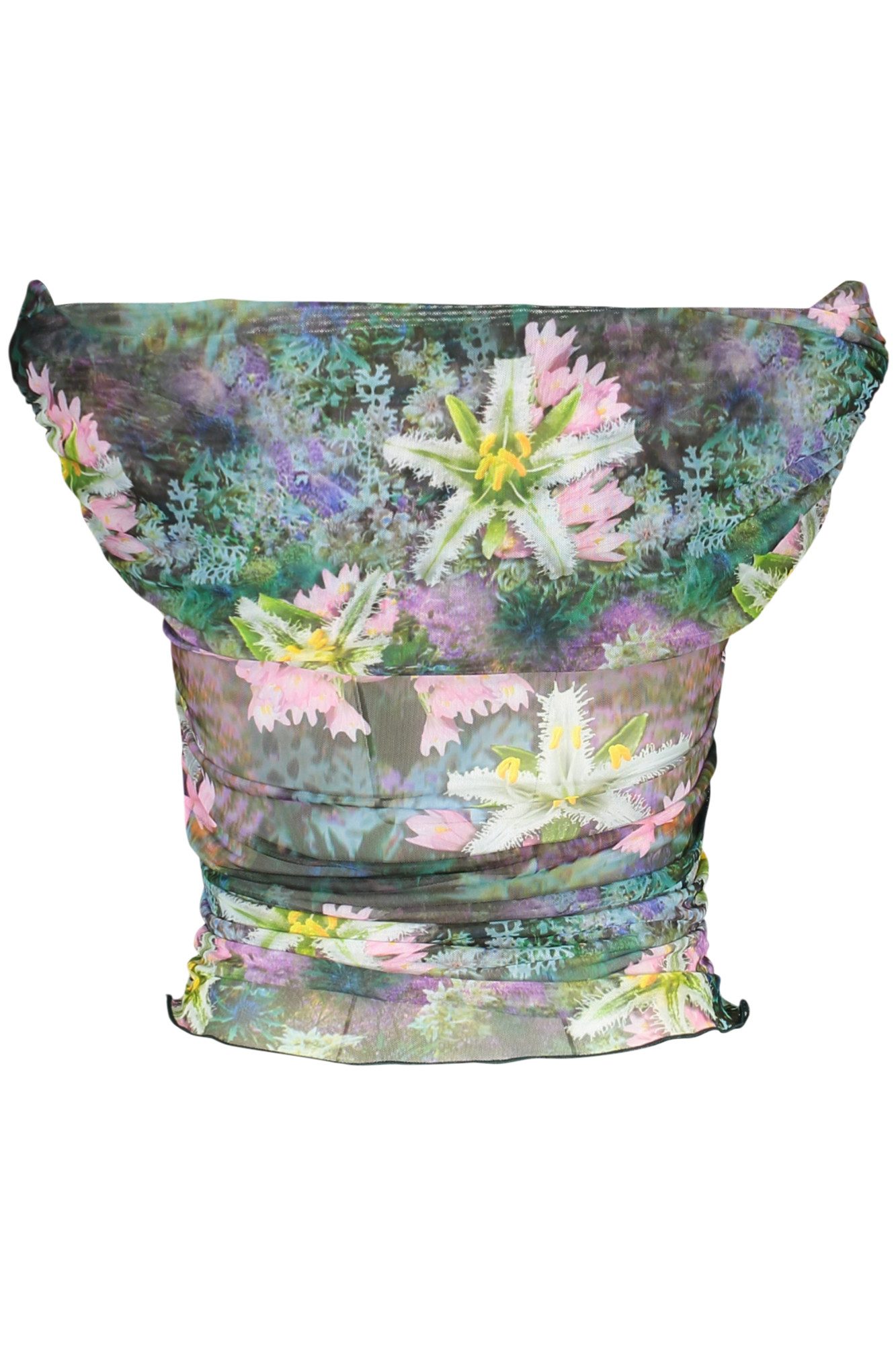 Desigual T-Shirt Grünes Damen T-Shirt mit Muster & Kontrastdetails