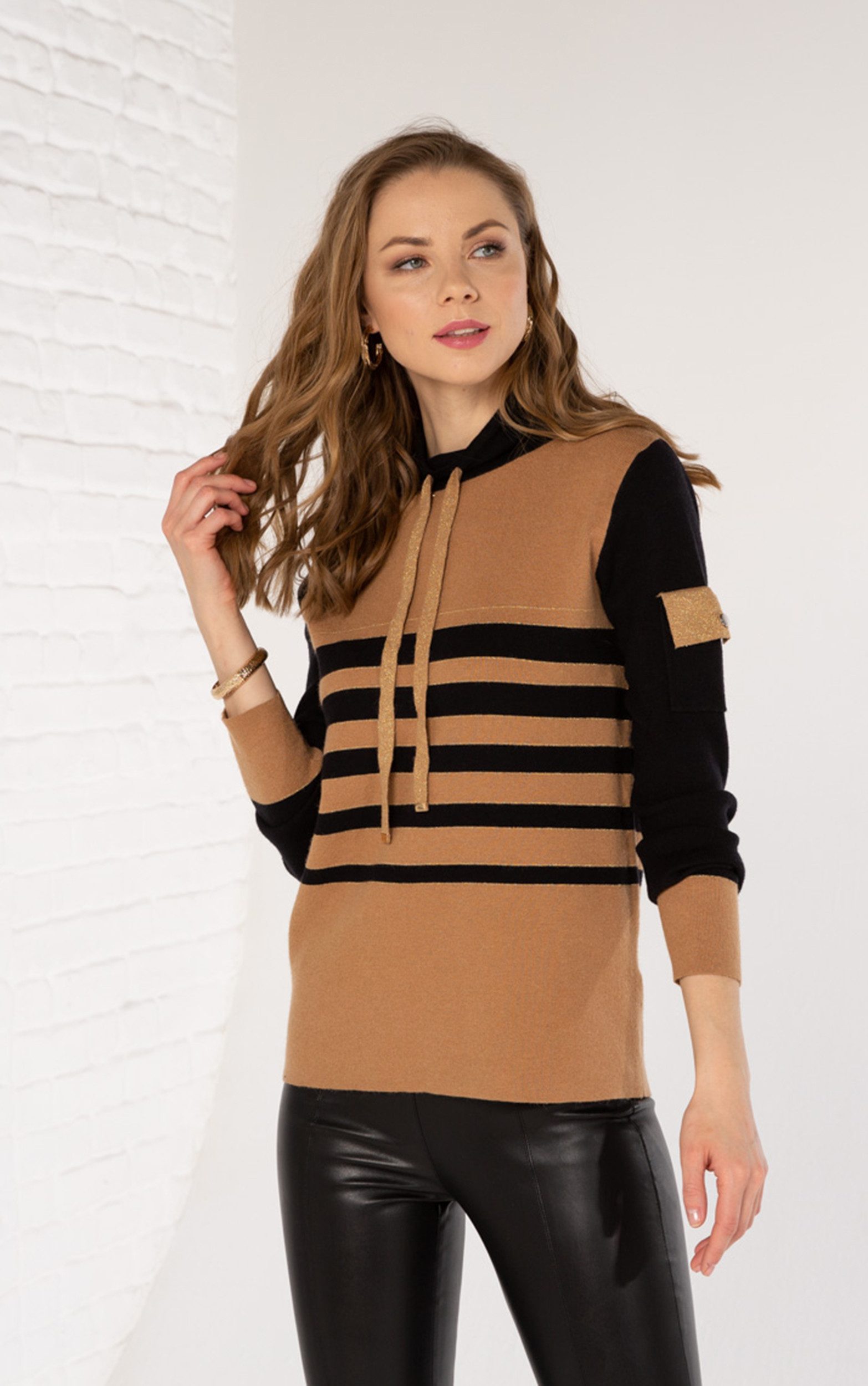 Passioni Strickpullover gestreift mit Taschendetail günstig online kaufen