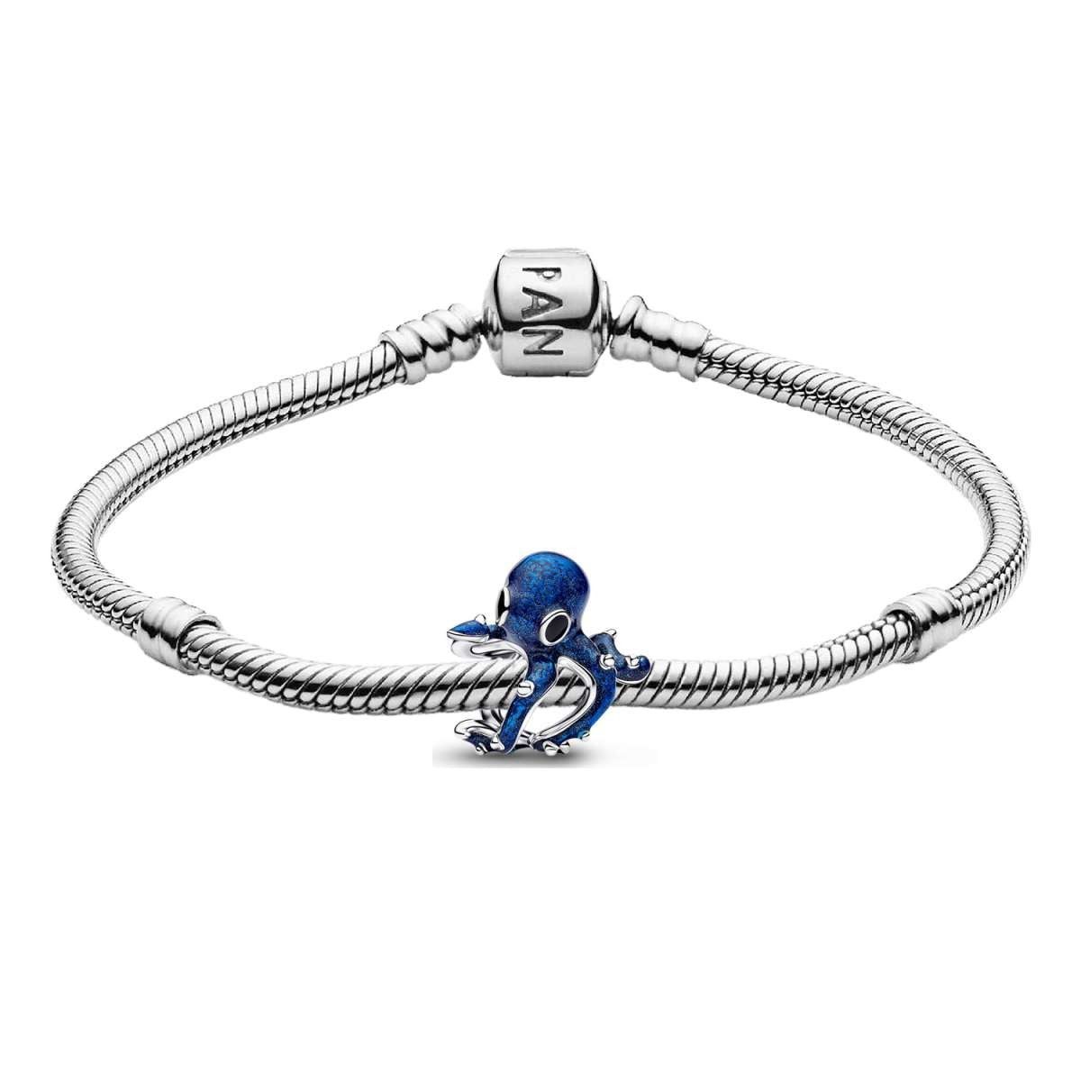 Pandora Silberarmband 31020, Damenarmband Silber Starterset Blauer Oktopus