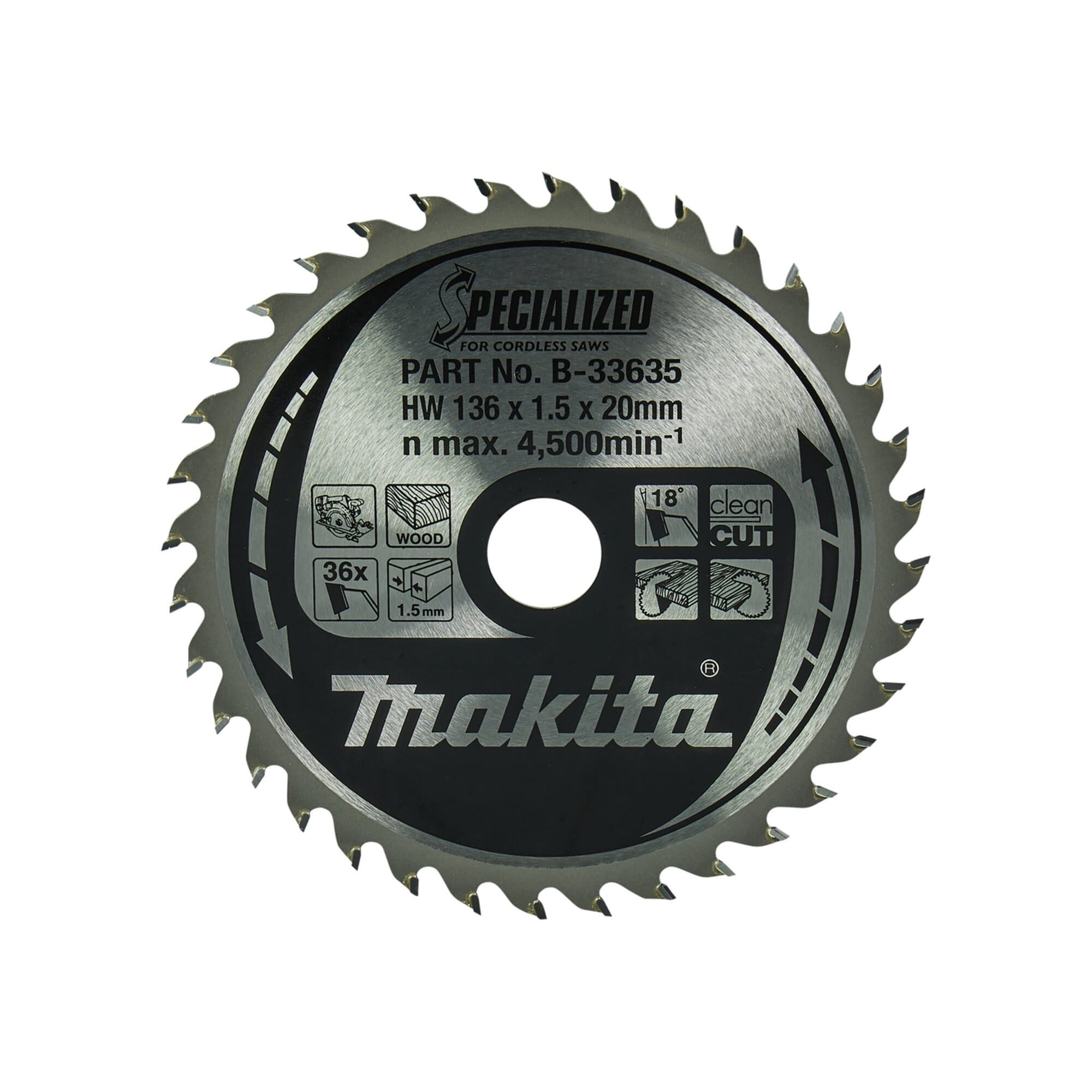 Makita Kreissägeblatt Makita Sägeblatt SPECIALIZED 136x20x36Z
