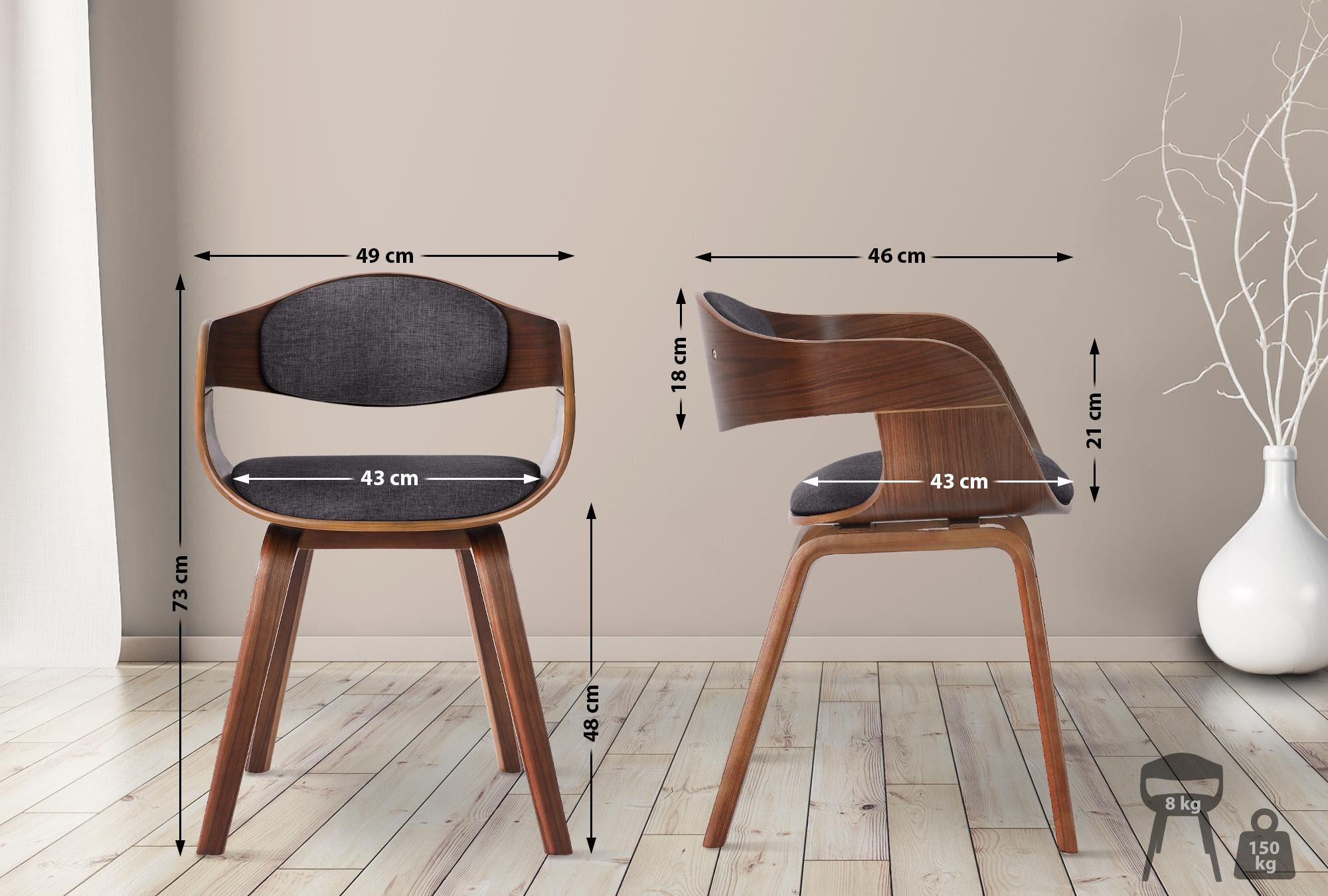 CLP Esszimmerstuhl Kingston Stoff (2er Set), günstig online kaufen