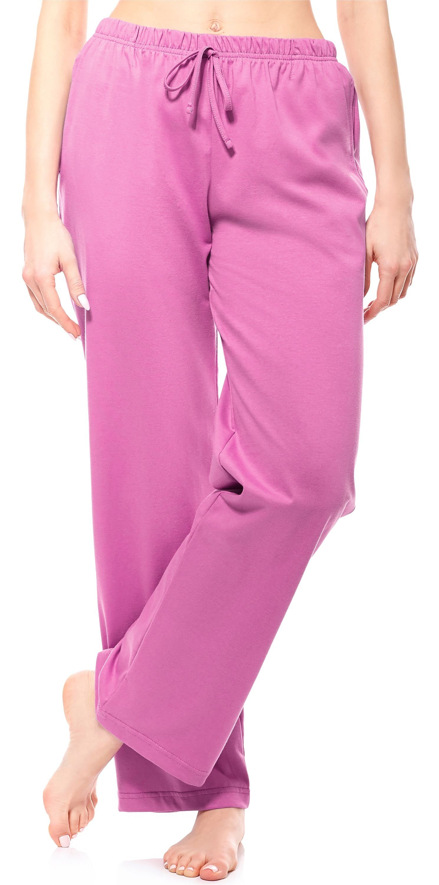 Style Schlafanzugshose MPP-001 Bund Pyjamashorts elastischer (1-tlg) Damen Helllila Merry