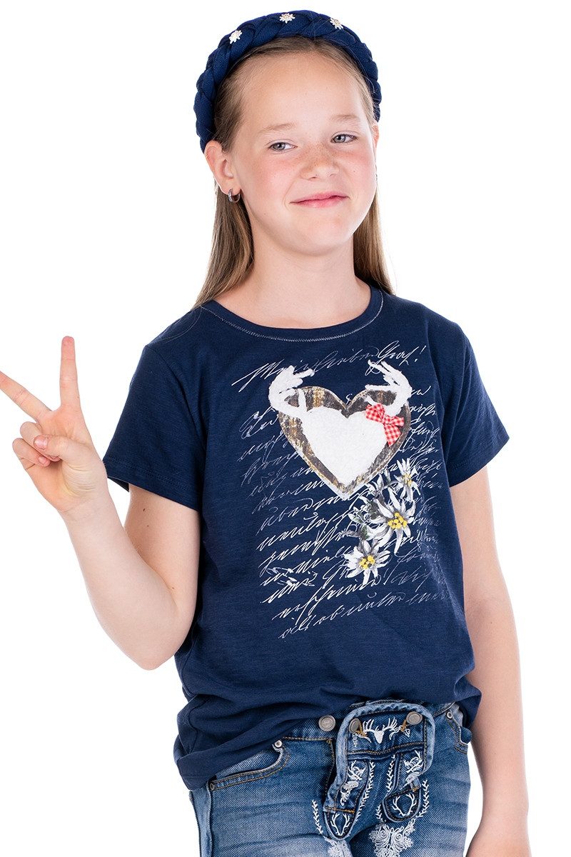 Trachtenbluse Trachtenshirt Kind - ANABEL KIDS - dunkelblau