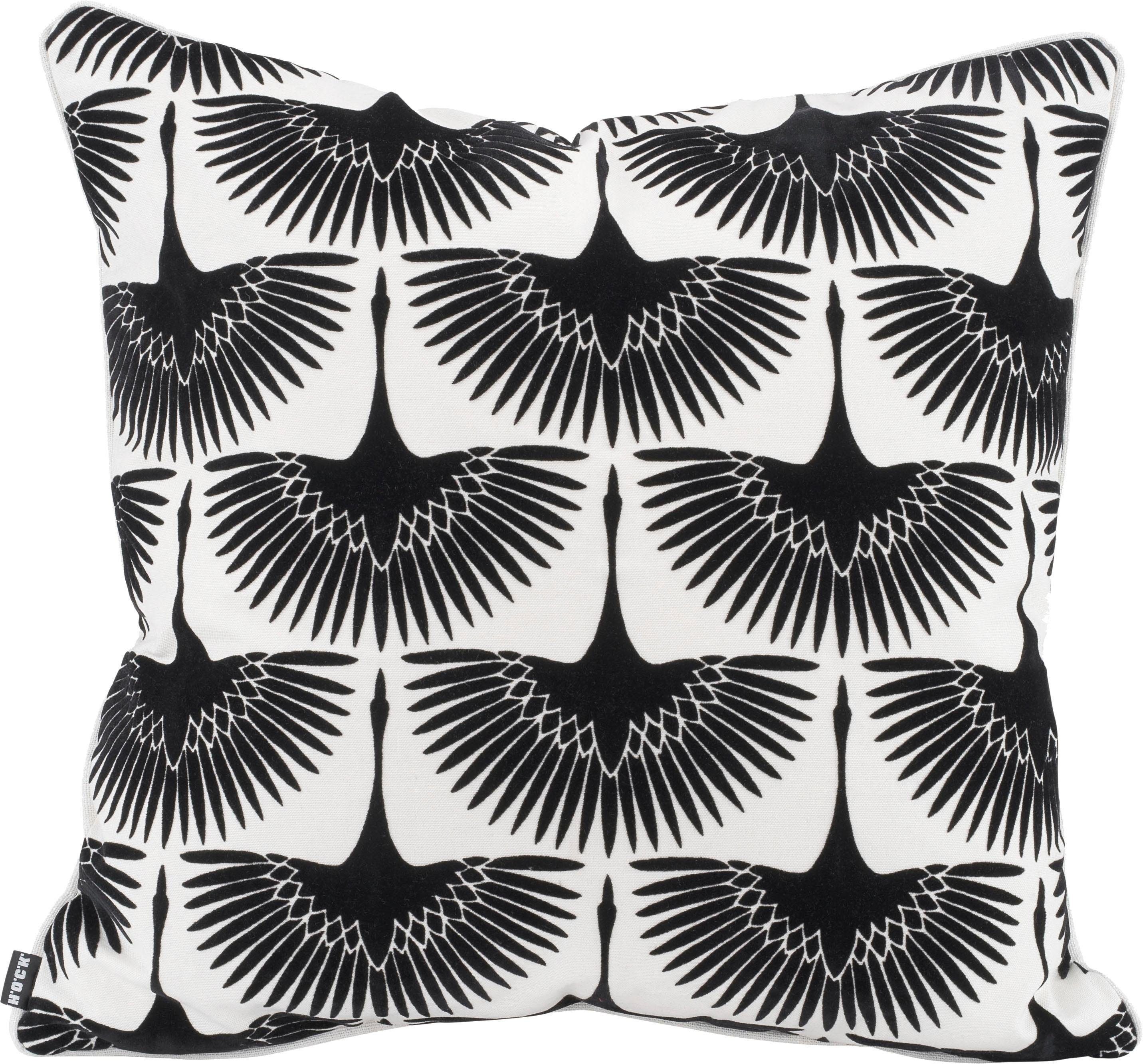 H.O.C.K. Dekokissen Black Swan, mit schicken Schwanenmotiven, Wendekissenhülle mit Füllung, 1 Stück