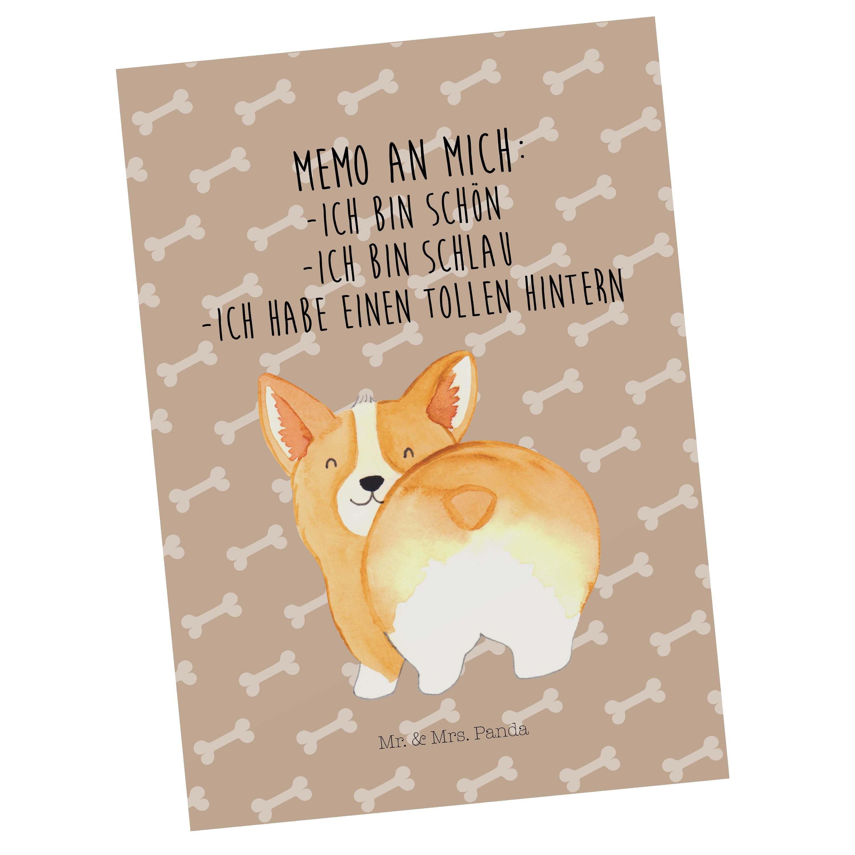 Mr. & Geschenk, Po Corgie - Ansi Spruch, Postkarte Mrs. Hundeliebe, Panda niedlich, - Hundeglück