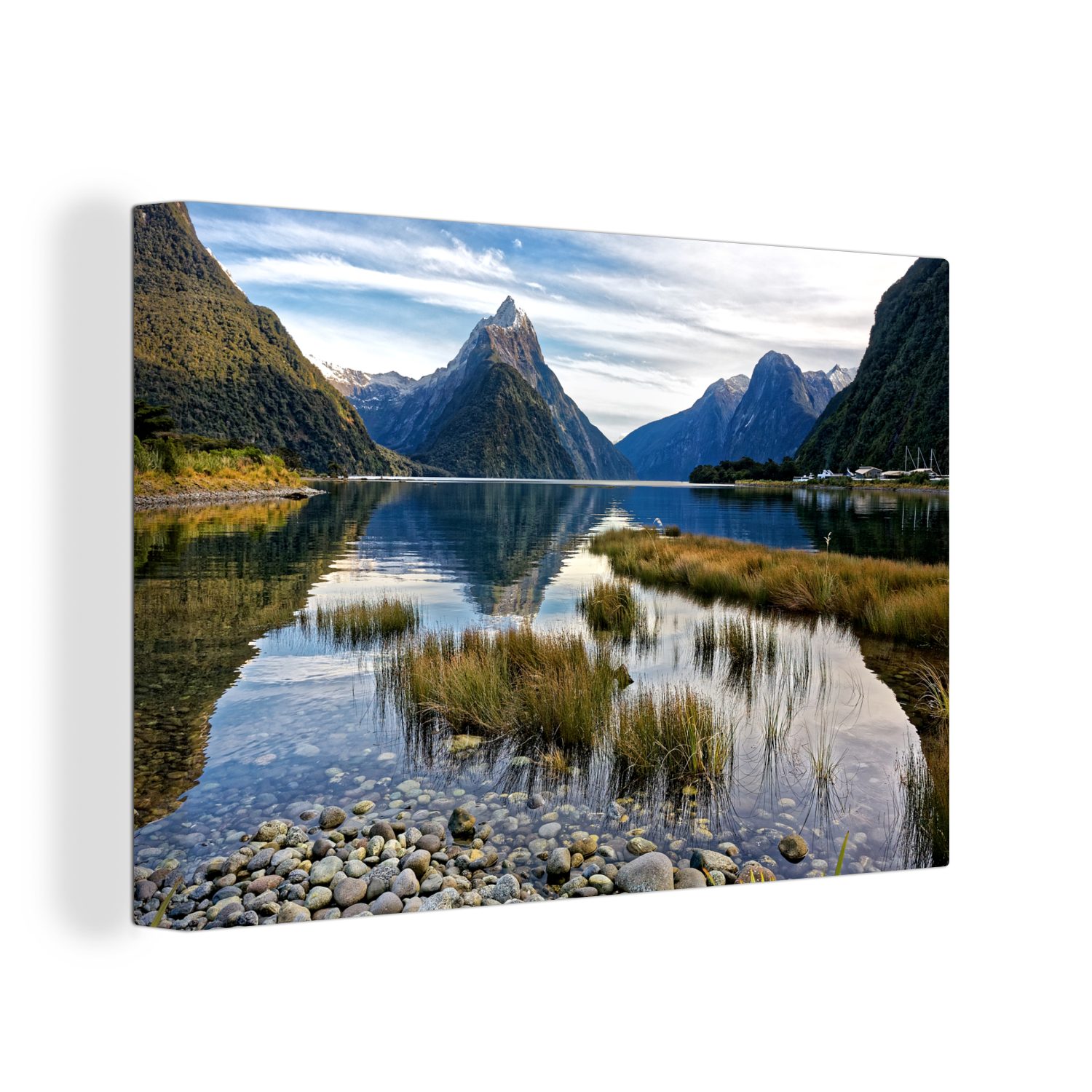OneMillionCanvasses® Leinwandbild Landschaft des Fiordland-Nationalparks auf der Südinsel, (1 St), Wandbild Leinwandbilder, Aufhängefertig, Wanddeko, 30x20 cm