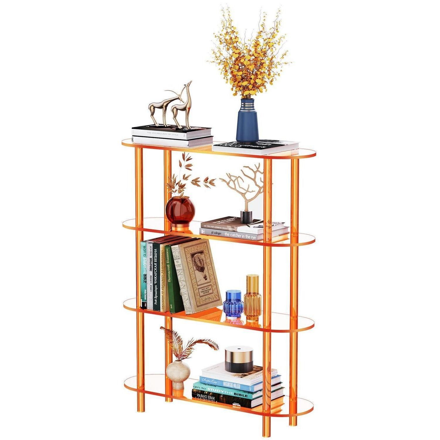 LuxusKollektion Bücherregal Acryl Bücherregal 4 Etagen Orange, 1-tlg.
