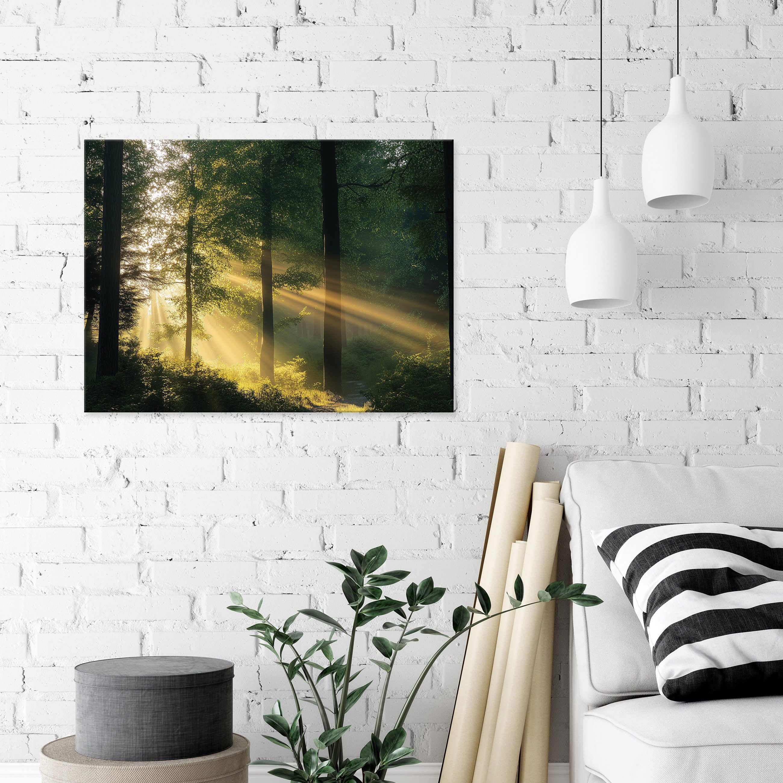 Wallarena Leinwandbild Wald Natur Sonne Landschaft Wandbilder XXL Wand Deko günstig online kaufen