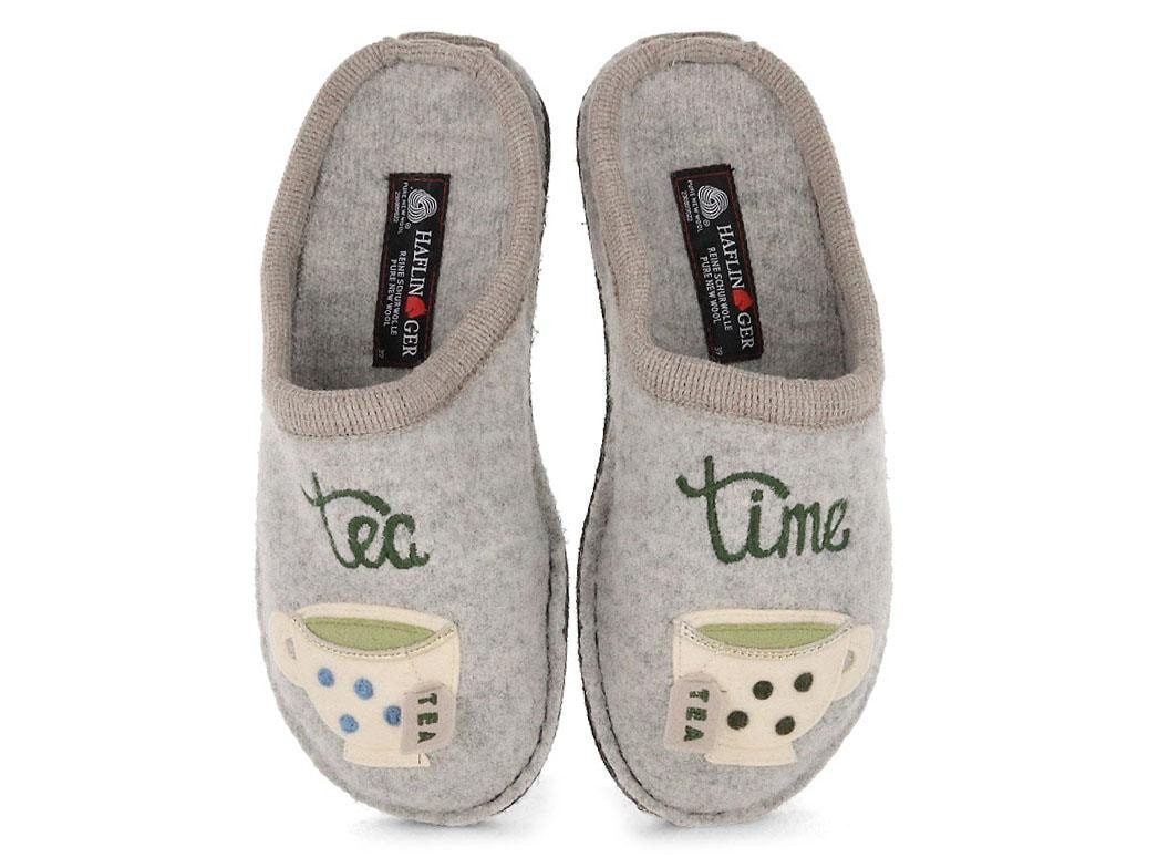 Haflinger Flair Tea Time Pantoffeln, steingraumeliert Hausschuh