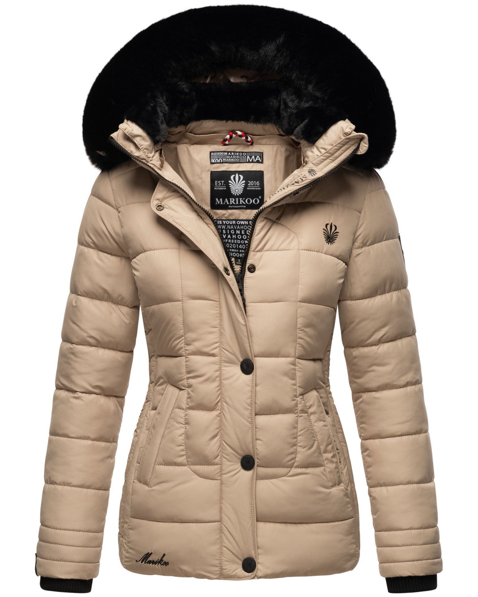 Outdoorjacke Marikoo Qseraa Winter Steppjacke mit Kapuze – Taillierte Jacke mit