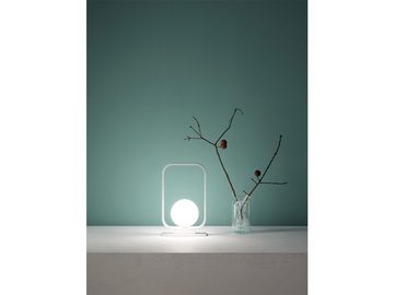 meineWunschleuchte LED Nachttischlampe, Dimmfunktion, LED wechselbar, Warmweiß, kleine Fensterbank Bauhaus Lampe dimmbar, Glas-Kugel Lampenschirm Weiß