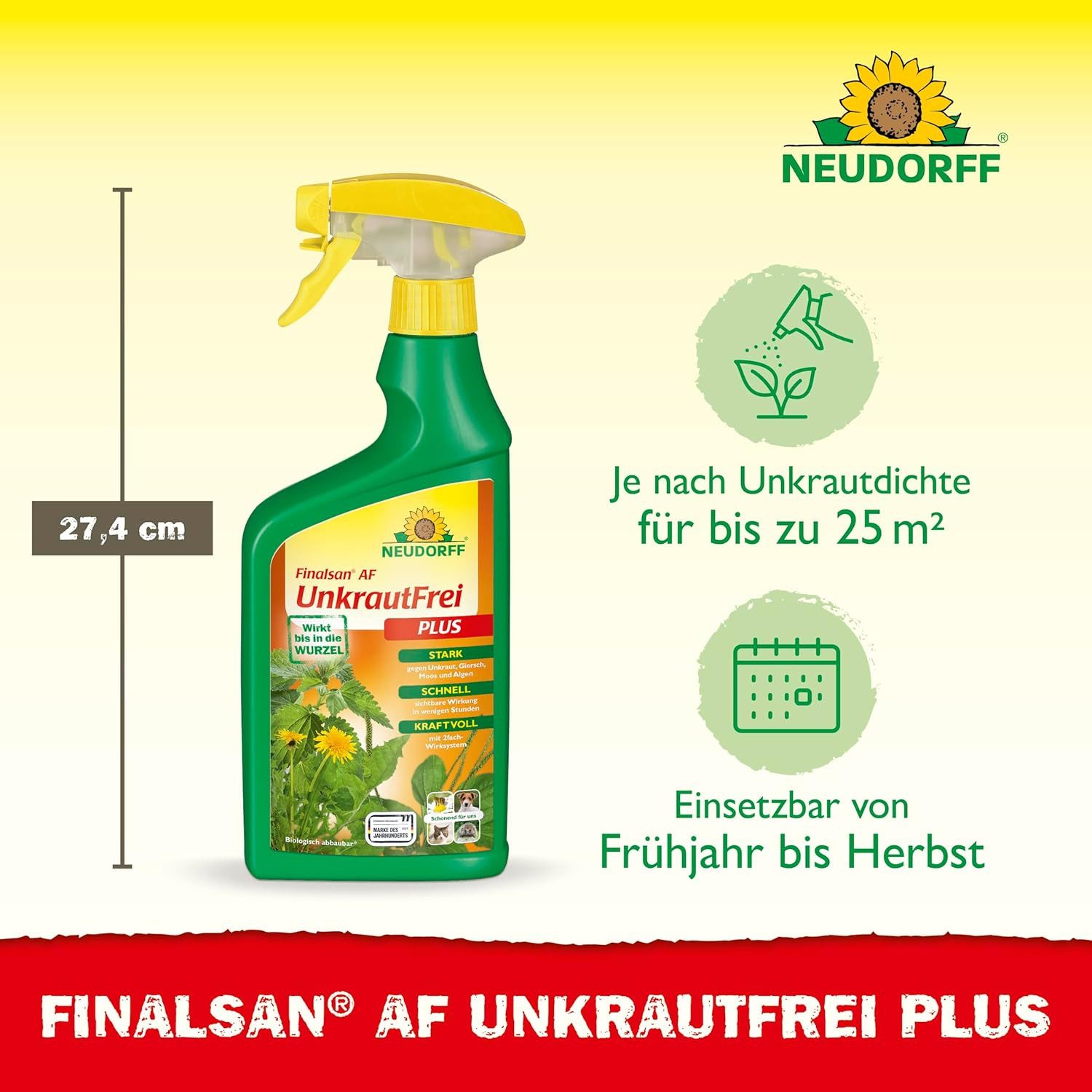 Neudorff Unkrautbekämpfungsmittel Finalsan AF UnkrautFrei Plus 750 ml, 750 ml, 1 St., schonend für Haustiere, Unkraut entferner ohne Glyphosat Wirkstoffe, Glyphosatfreies Unkrautvernichter-Konzentrat mit 2-fach-Wirksystem