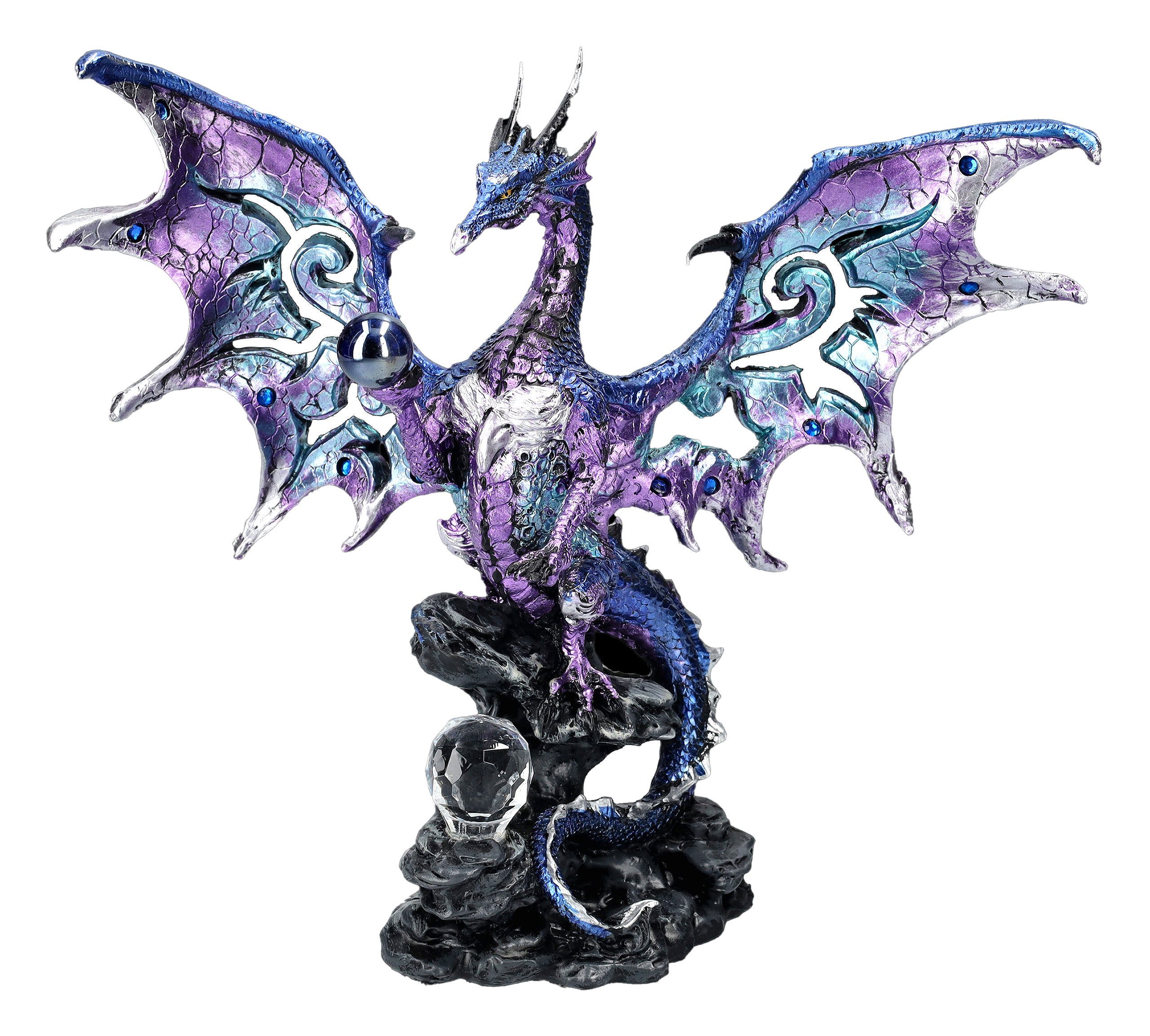 Figuren Shop GmbH Fantasy-Figur Drachen Figur - Blue Dragon Protector - Fantasy Drachenfigur