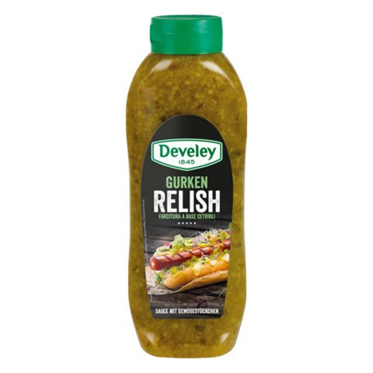 Develey Saucen, Develey Gurken Relish Sauce mit knackigen Gemüsestückchen 875ml