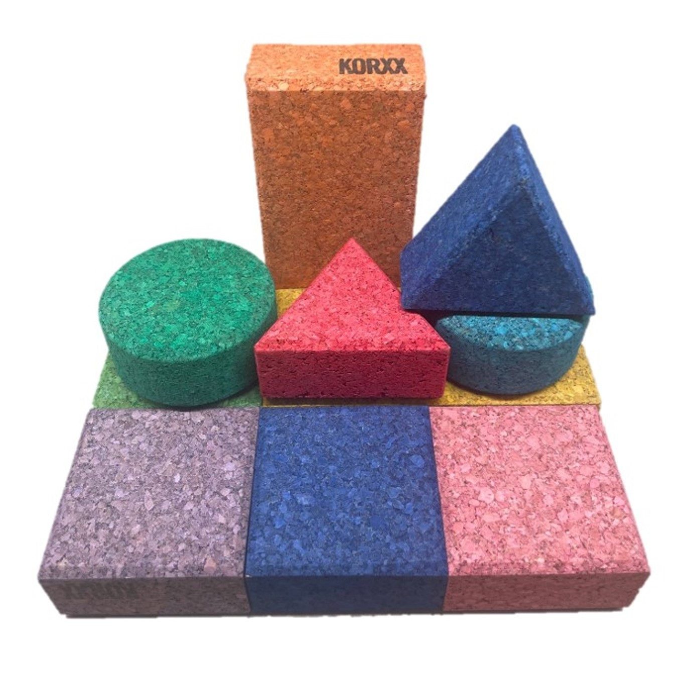 KORXX 10 Korkbauklötze in verschiedenen Formen und Farben Spielbausteine, (Baby Color, Baby), Kreativer Baustein aus nachhaltigem Rohstoff