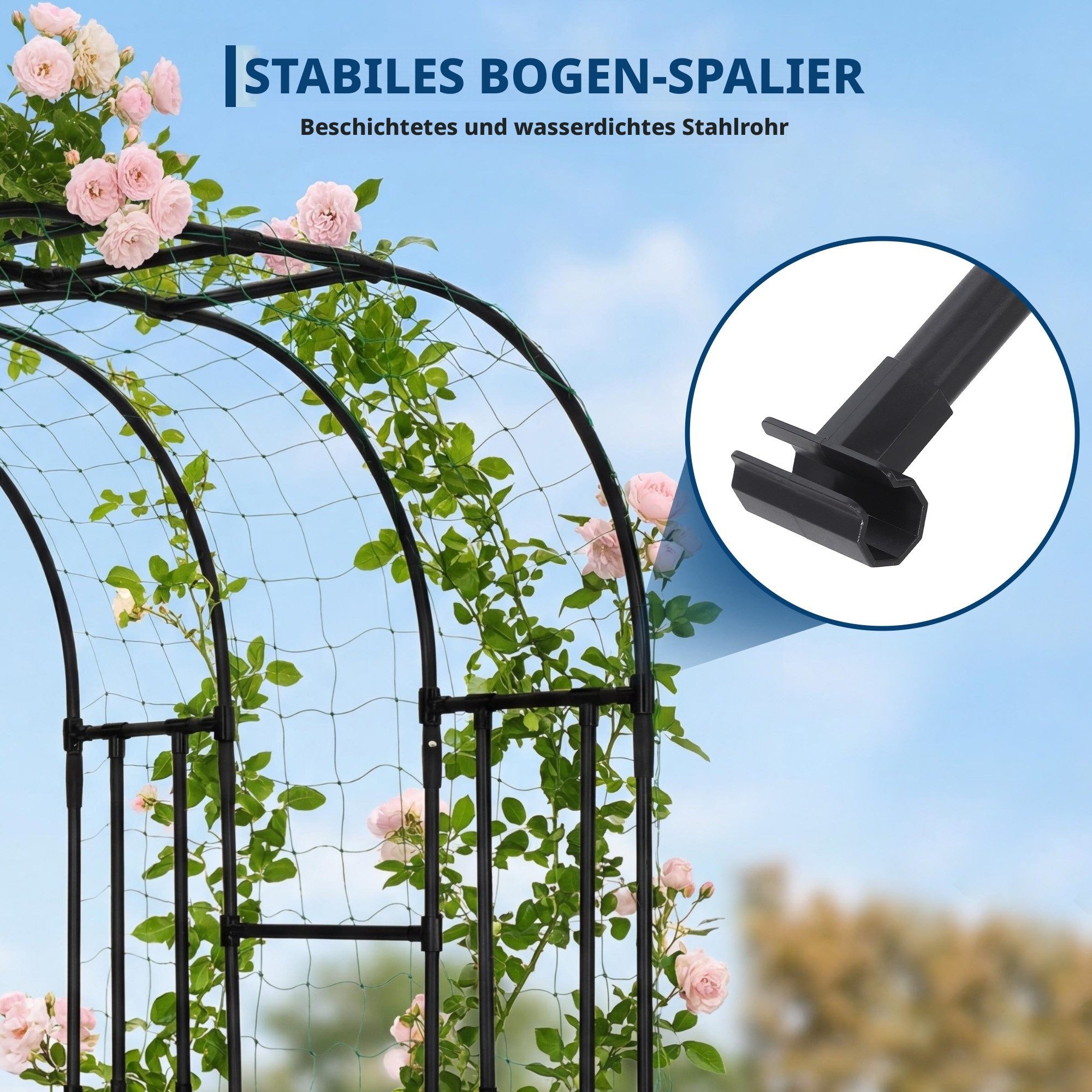 GarveeMore Spalier Pflanzbogen aus beschichtetem Kohlenstoffstahl, wasserfest & rostfrei, inkl. einfacher Montage, für Garten, Hochzeiten, Partys & Kletterpflan – Bild 4 von 5