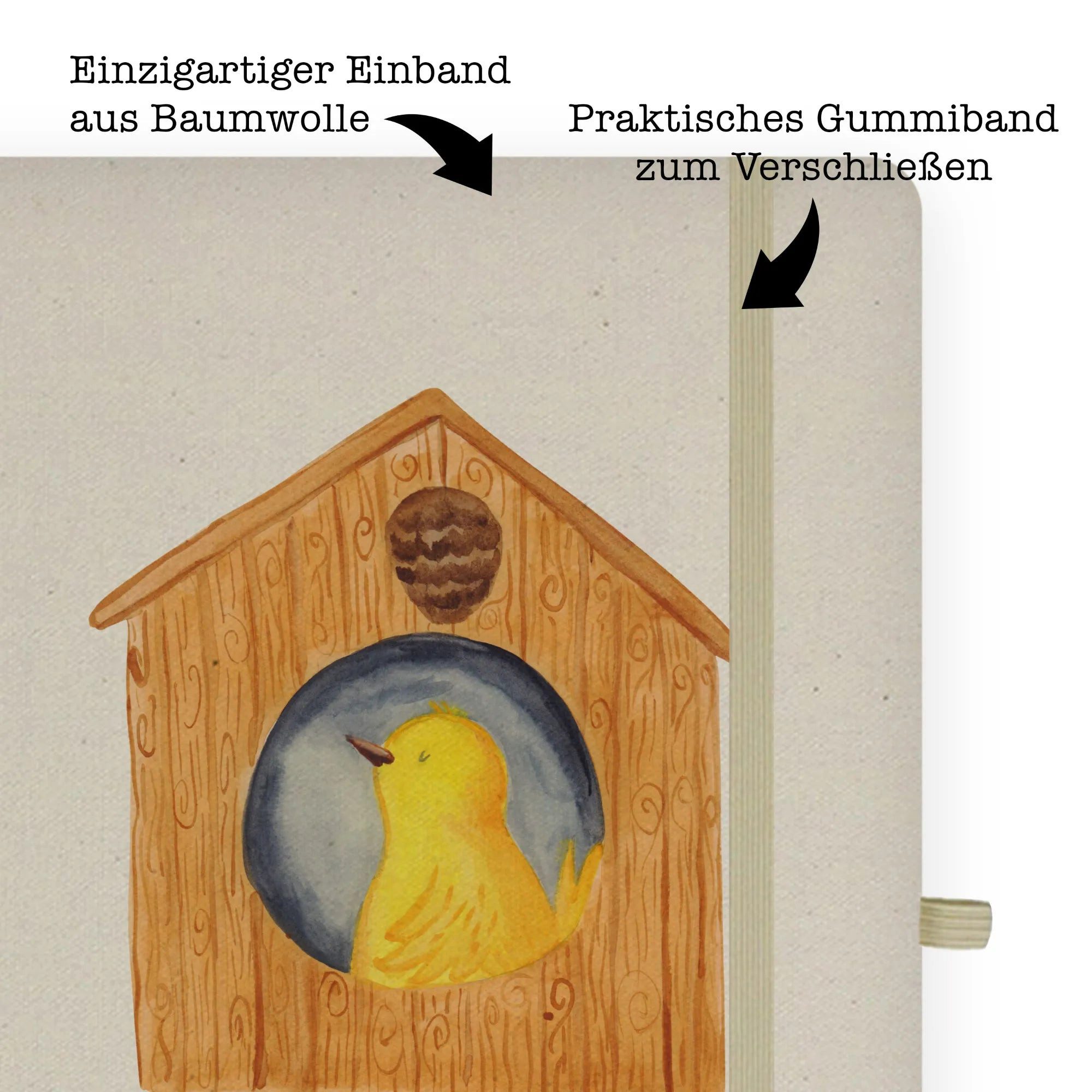 Thumbnail - Mr. & Mrs. Panda Notizbuch Vogel Haus - Transparent - Geschenk, lustige Sprüche, DIN A4 Notizbuc Mr. & Mrs. Panda, Premi...