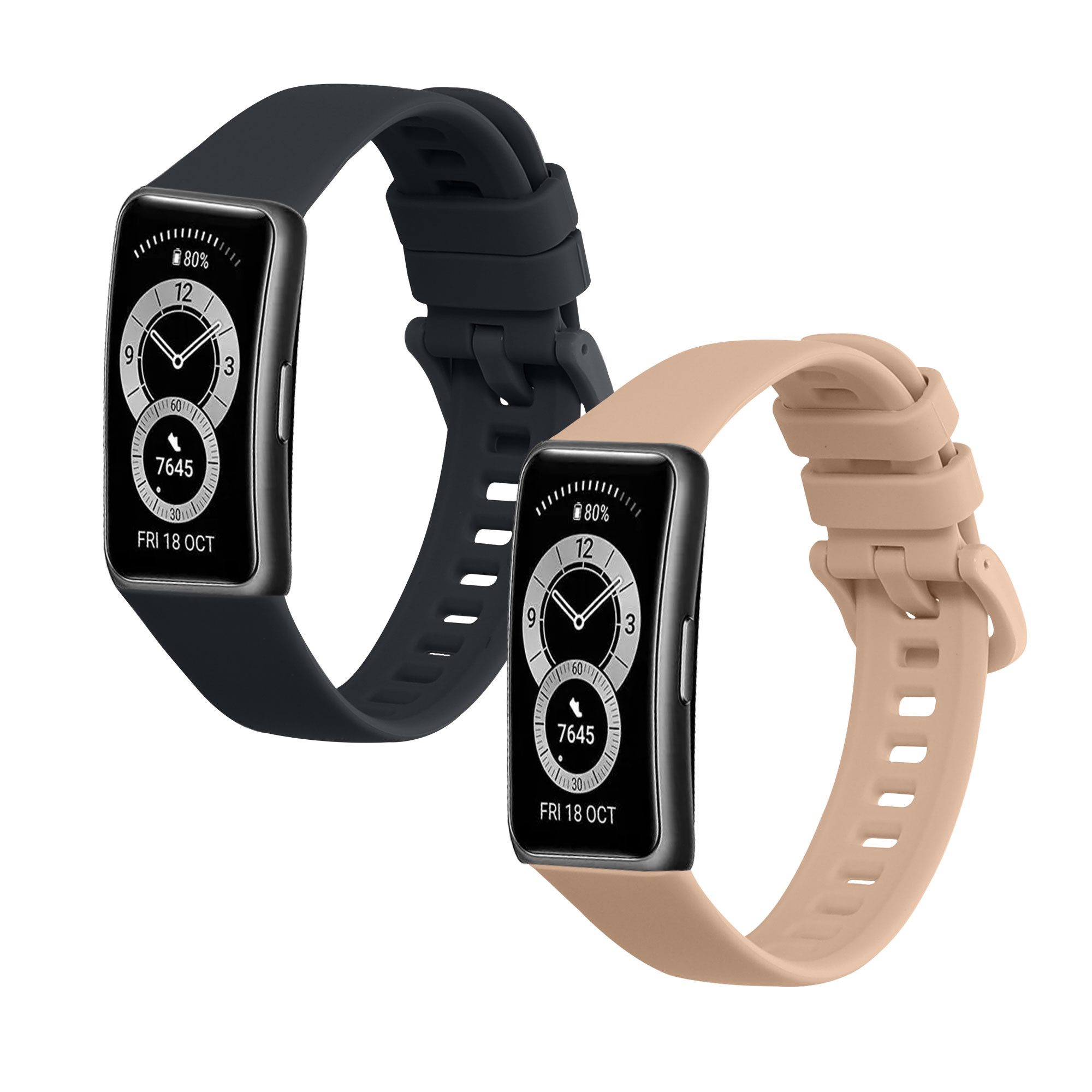 kwmobile Uhrenarmband 2x Uhrenarmband für Huawei Band 10 / 9 / 8 Armband, Fitnesstracker Band Set aus TPU Silikon - Ersatzarmband Smartwatch