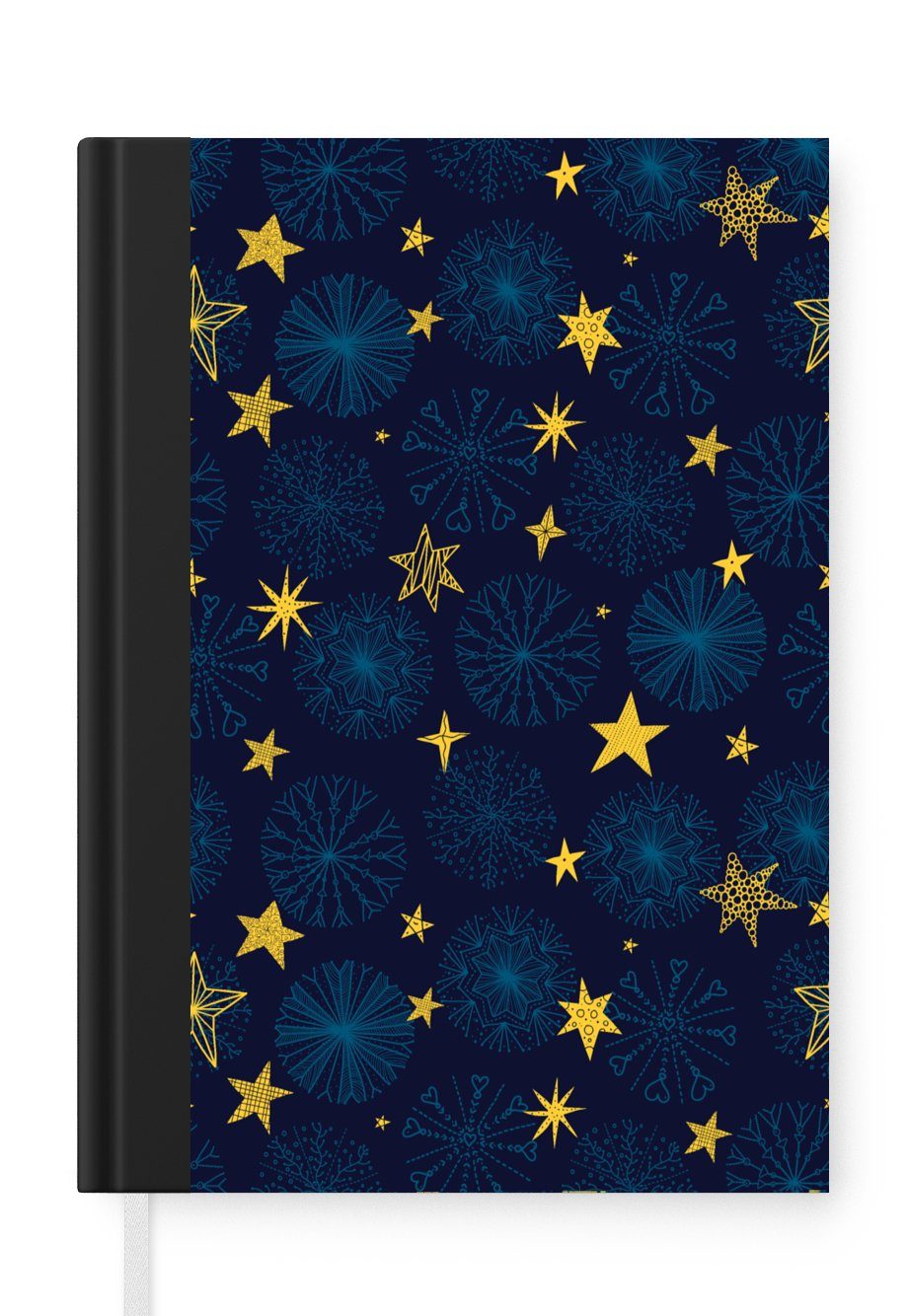 MuchoWow Notizbuch Sterne - Schnee - Muster - Weihnachten, Journal, Merkzettel, Tagebuch, Notizheft, A5, 98 Seiten, Haushaltsbuch