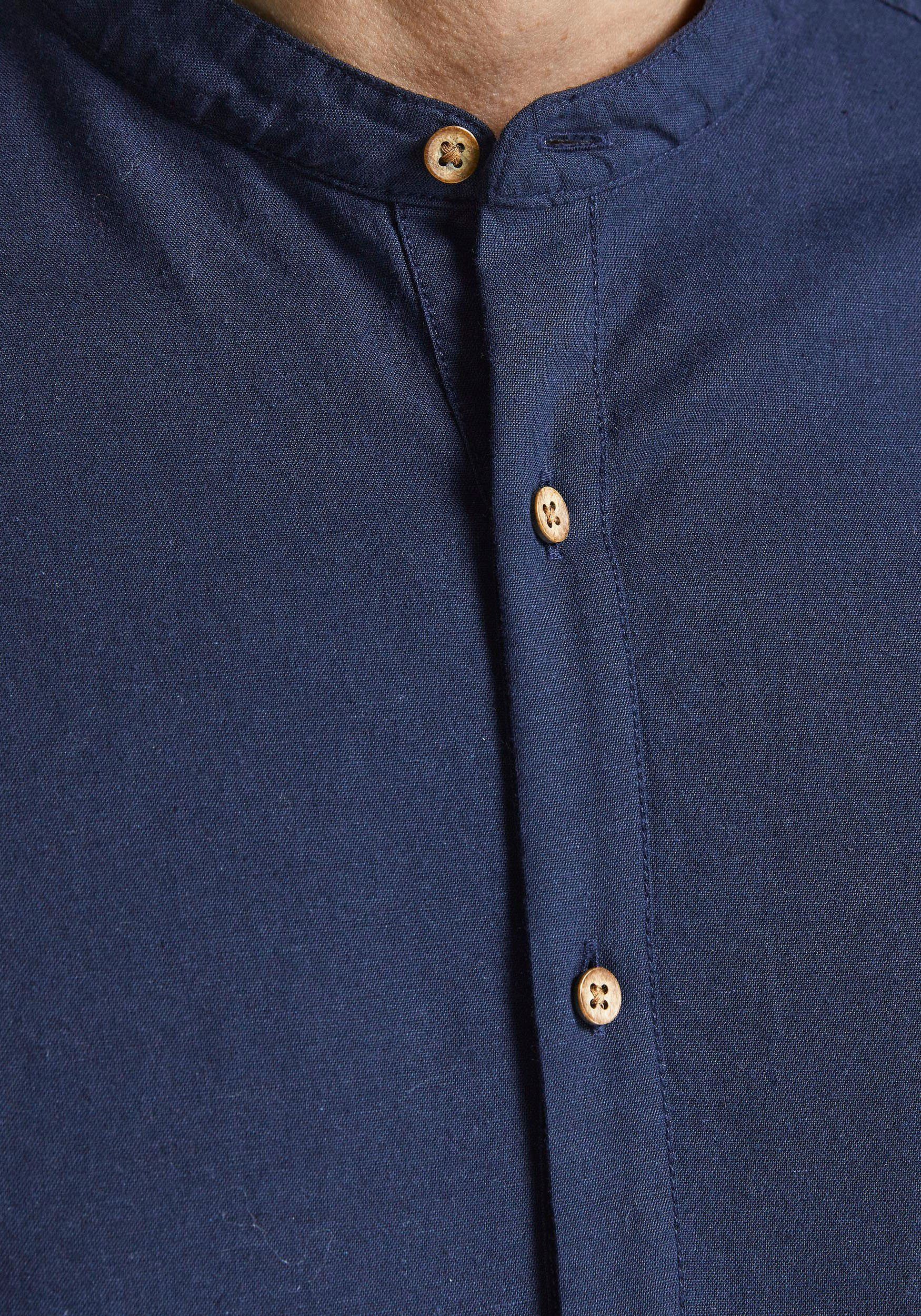 Jack & Jones Langarmhemd HALF SHIRT SUMMER blau PLACKET